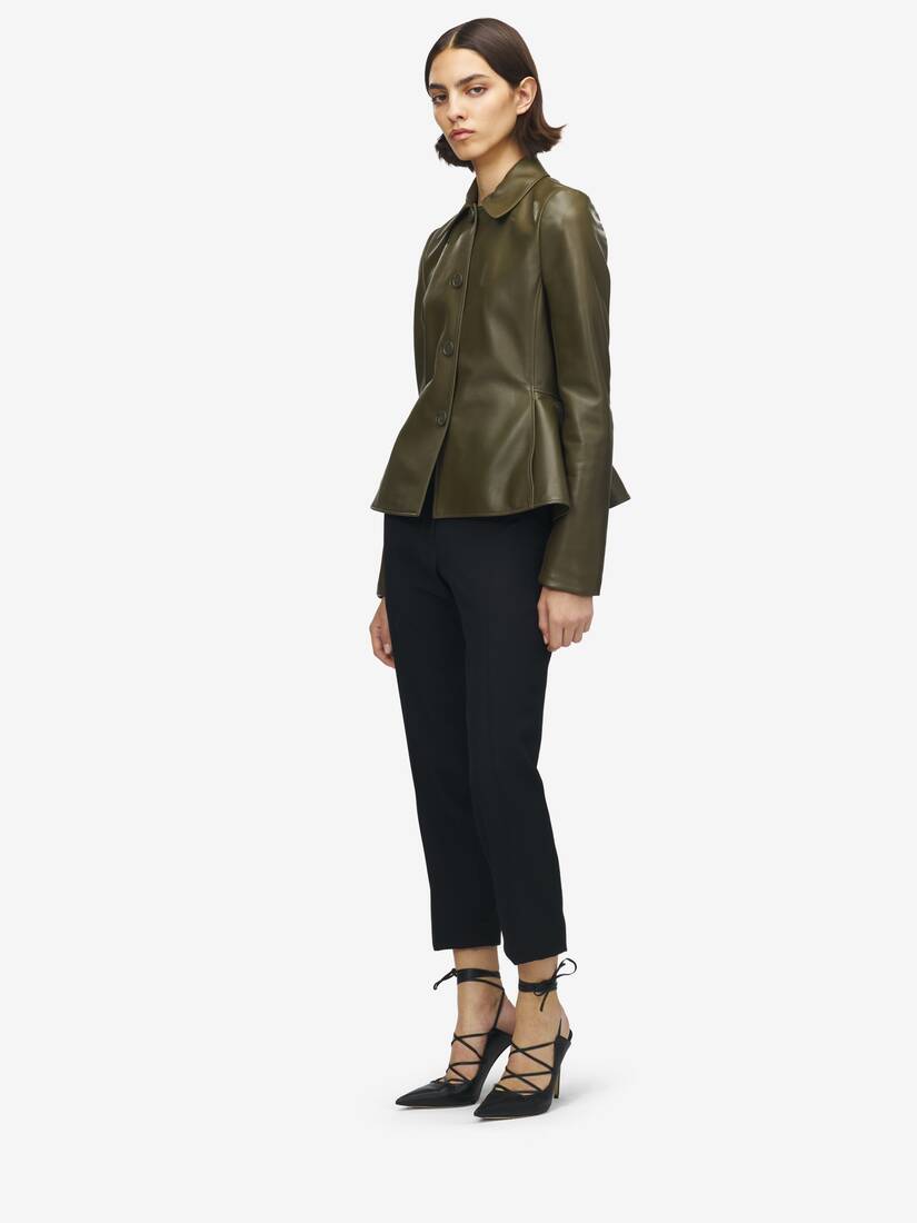 Veste à basque en cuir | Alexander McQueen - image 3