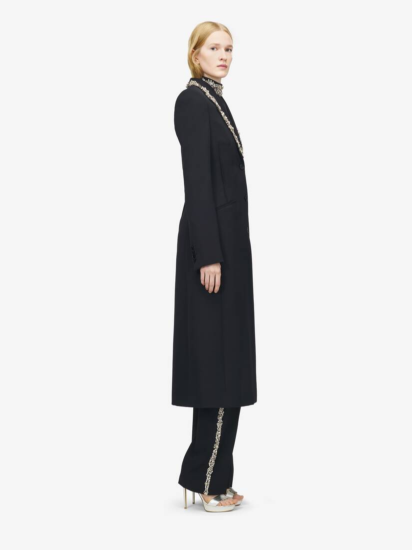 Mantel mit Kettenhemd-Stickerei