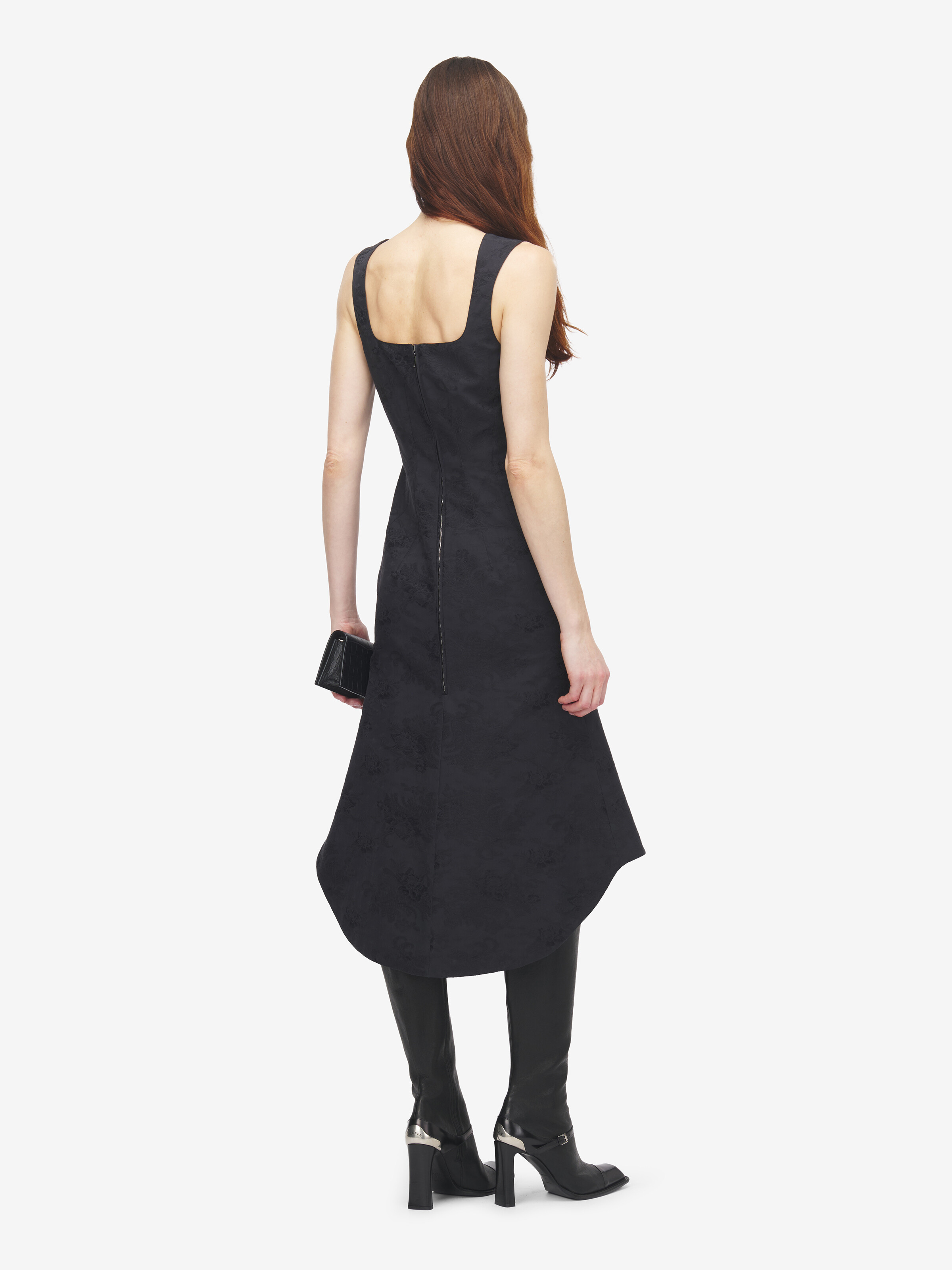 Women's Floral Jacquard Lace-Up Dress in Black in Fabric: 88% Cotton -  12% Polyamide -  Lining: 74% Acetate -  26% Silk | Alexander McQueen - image 4