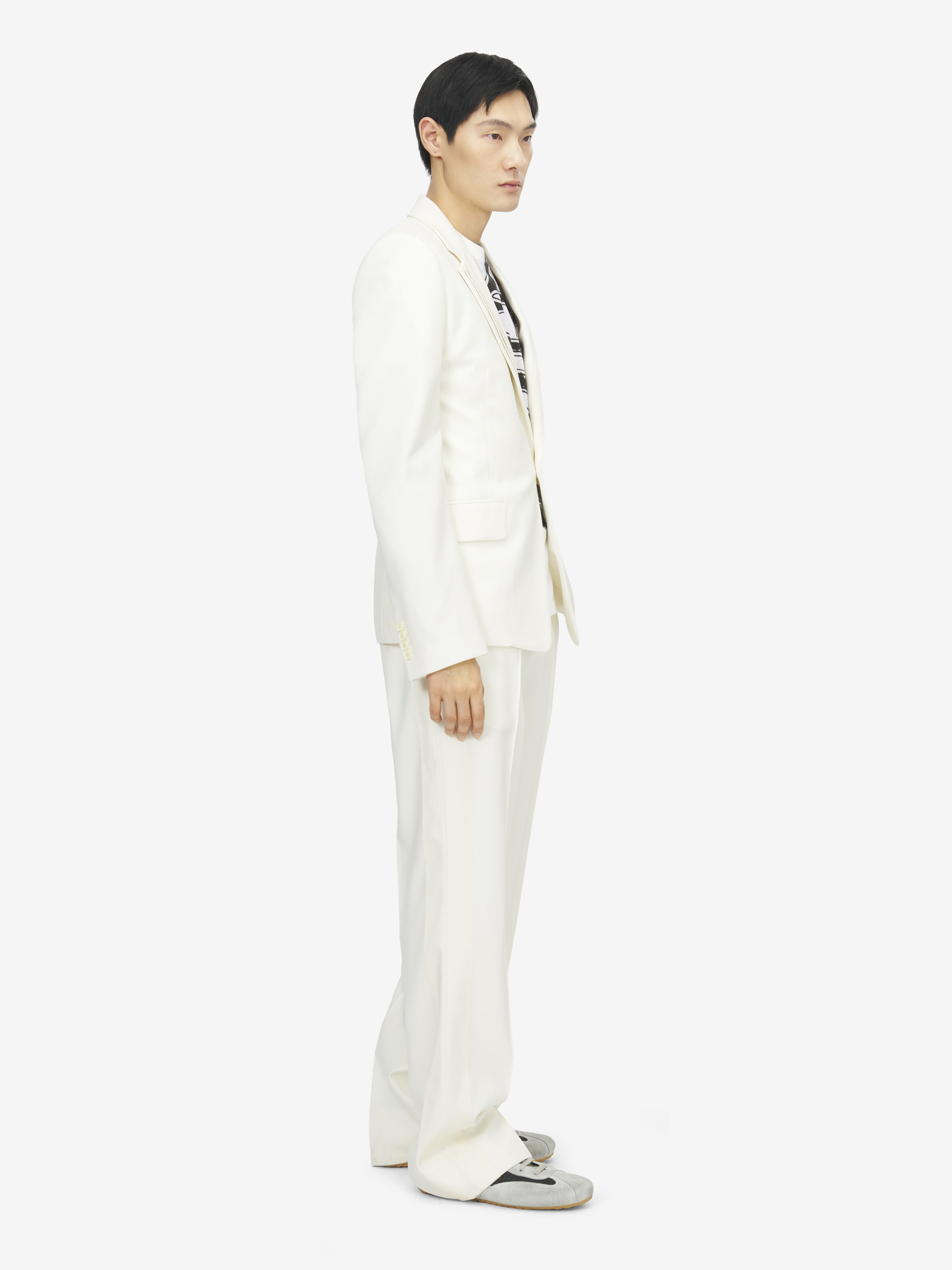 Men's Wide Leg Evening Trousers in Ivory in 100% Wool | Alexander McQueen - image 3