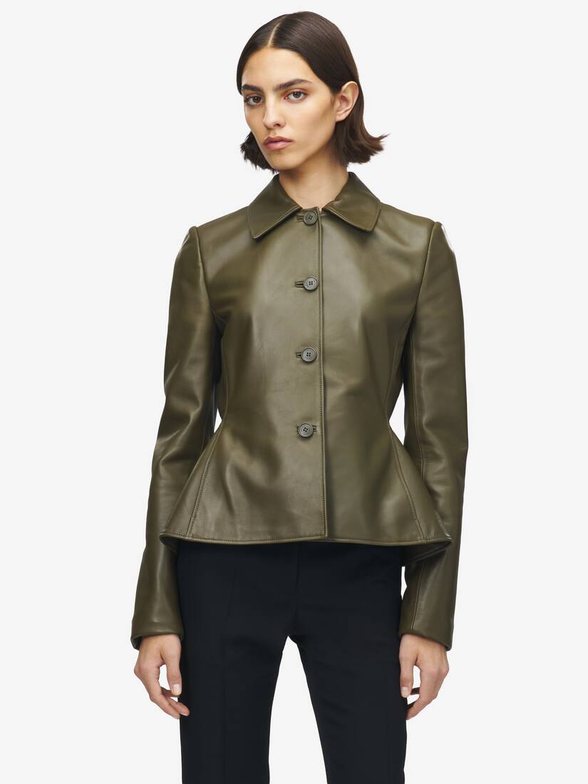 Veste à basque en cuir | Alexander McQueen - image 6