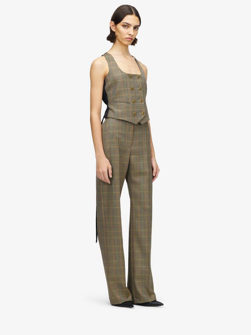High-waisted Country Check Tailored Trousers