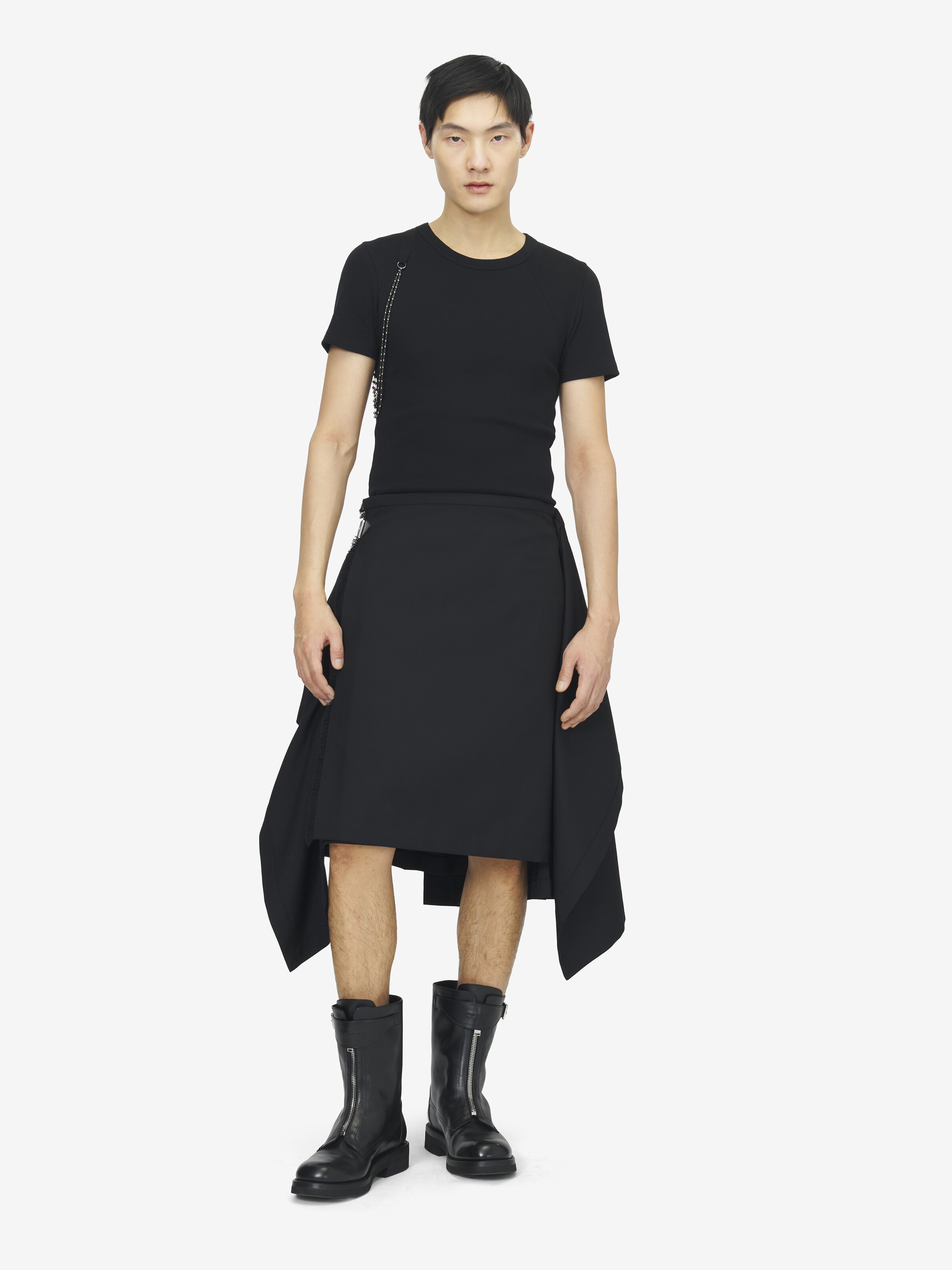 Men's Chain Harness T-shirt in Black in 98% Cotton, 2% Elastane | Alexander McQueen - image 2