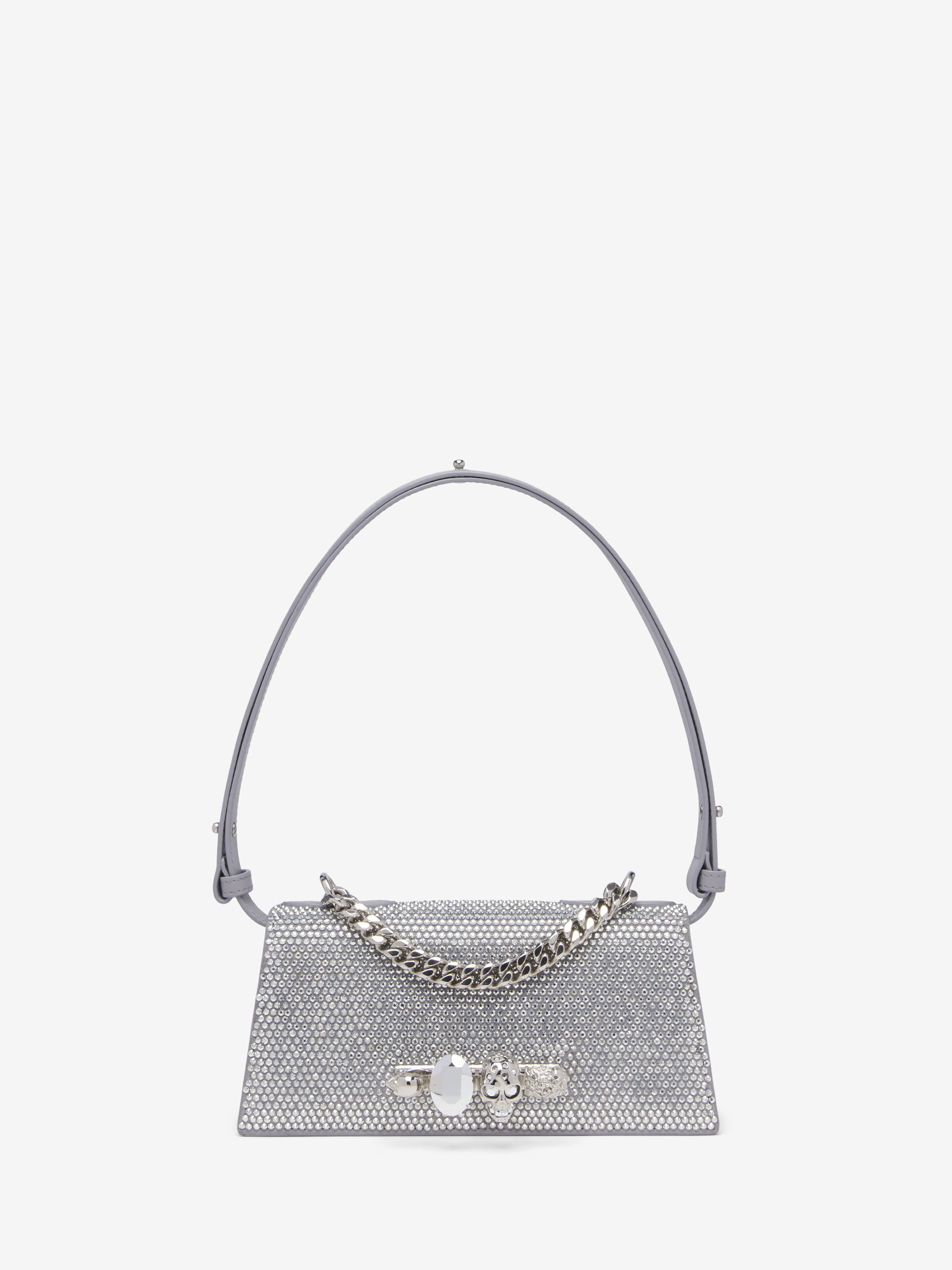 Women's Jewelled Shoulder Mini in Silver-finish in Calf Leather | Alexander McQueen - image 1