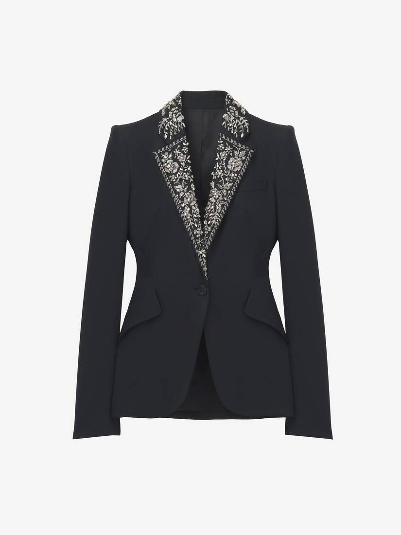 Embroidered Lapel Single-breasted Jacket | Alexander McQueen - image 1