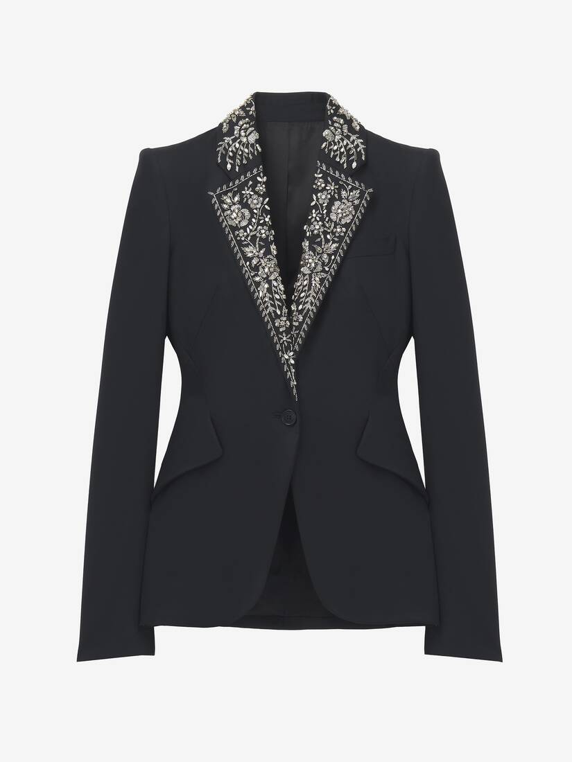 Embroidered Lapel Single-breasted Jacket | Alexander McQueen - image 1