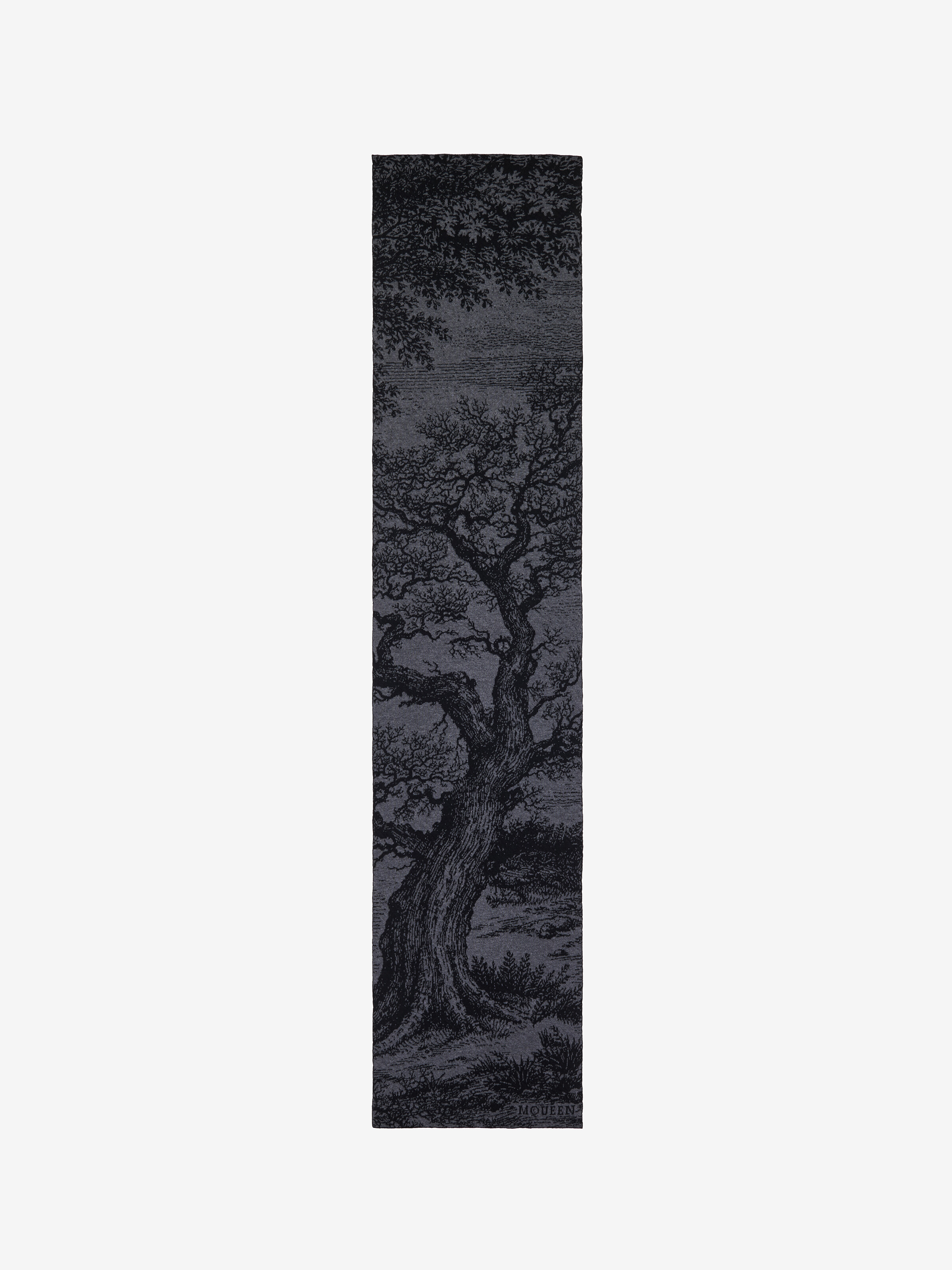 Men's 'Tree Of Life' Wool Jacquard Scarf in Grey in 100% Wool  | Alexander McQueen - image 2