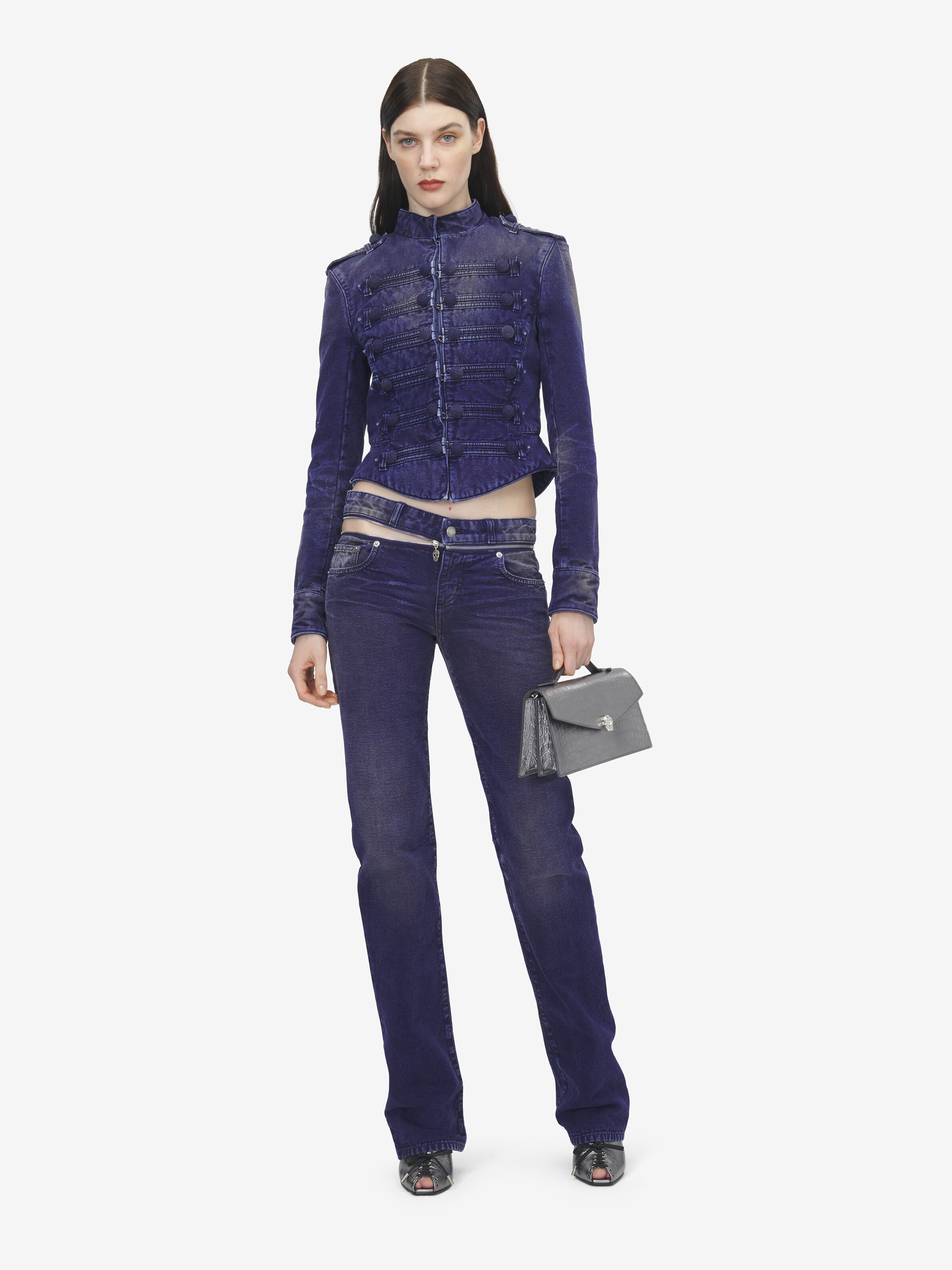 Jean bootcut fendu et zippé pour Femme en Violet in 100% Coton | Alexander McQueen - image 2