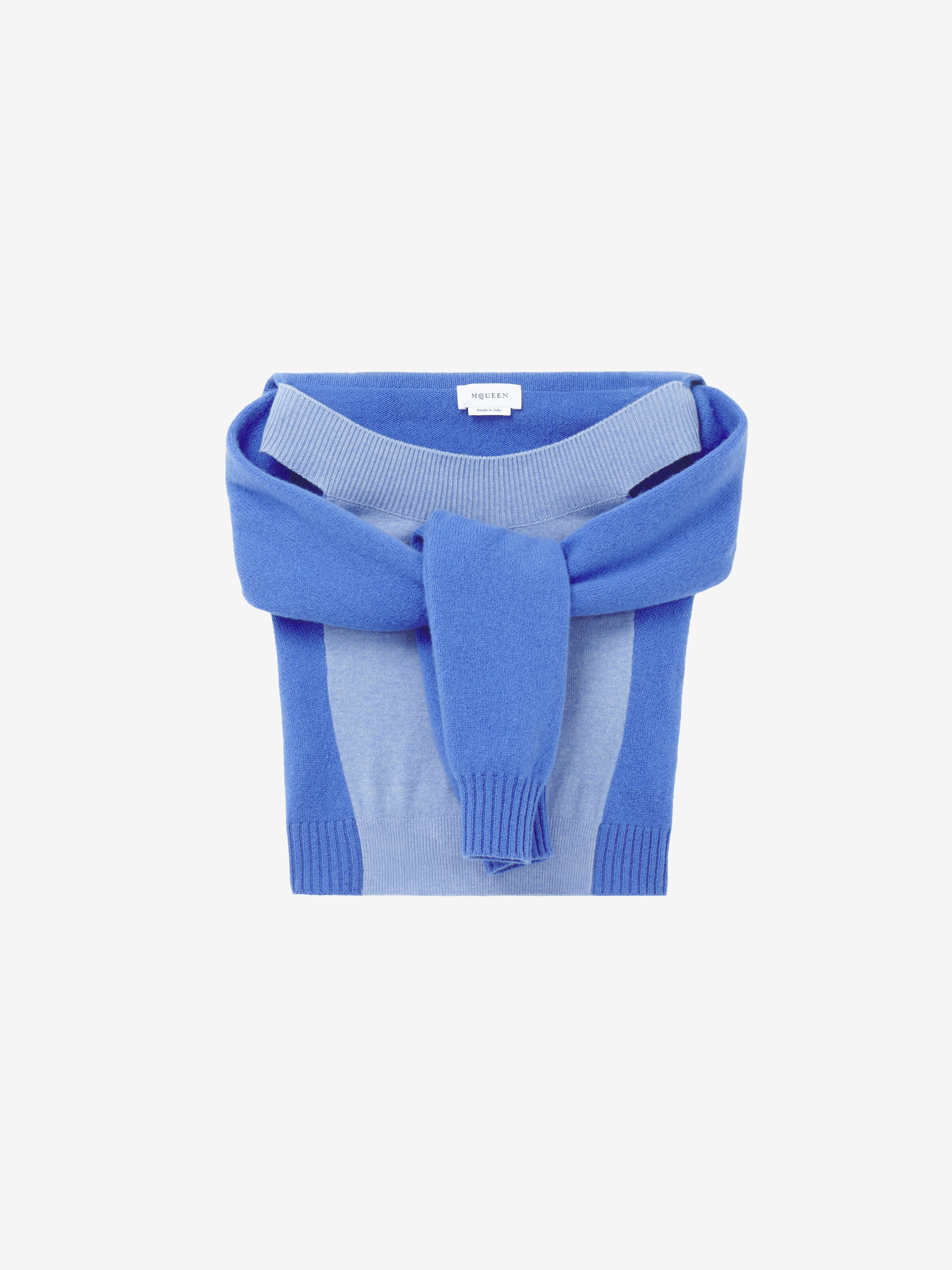 Women's Wool Cashmere Trompe-l'œil Knit Top in Blue in 100% Wool | Alexander McQueen - image 1