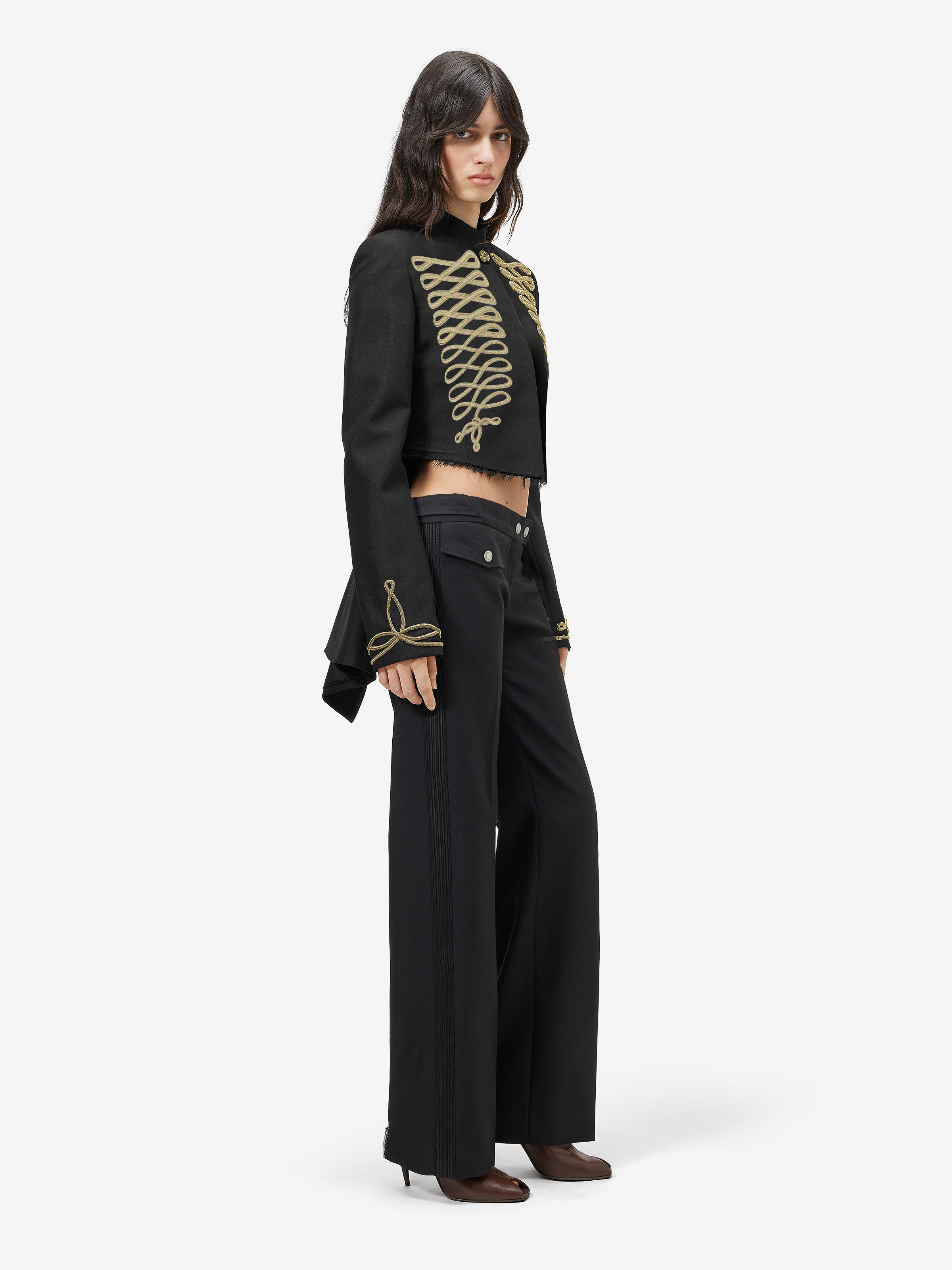Women's Frogging Embroidery Jacket in Black/Gold in Fabric: 70% Wool, 30% Mohair, Lining: 100% Cupro, Embroidery: 100% Acetate | Alexander McQueen - image 3