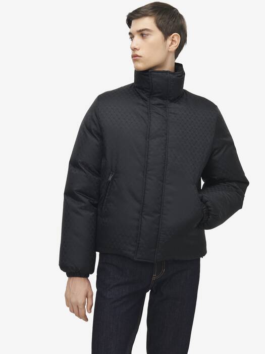 Men's Skull Jacquard Puffer Jacket in Black | Alexander