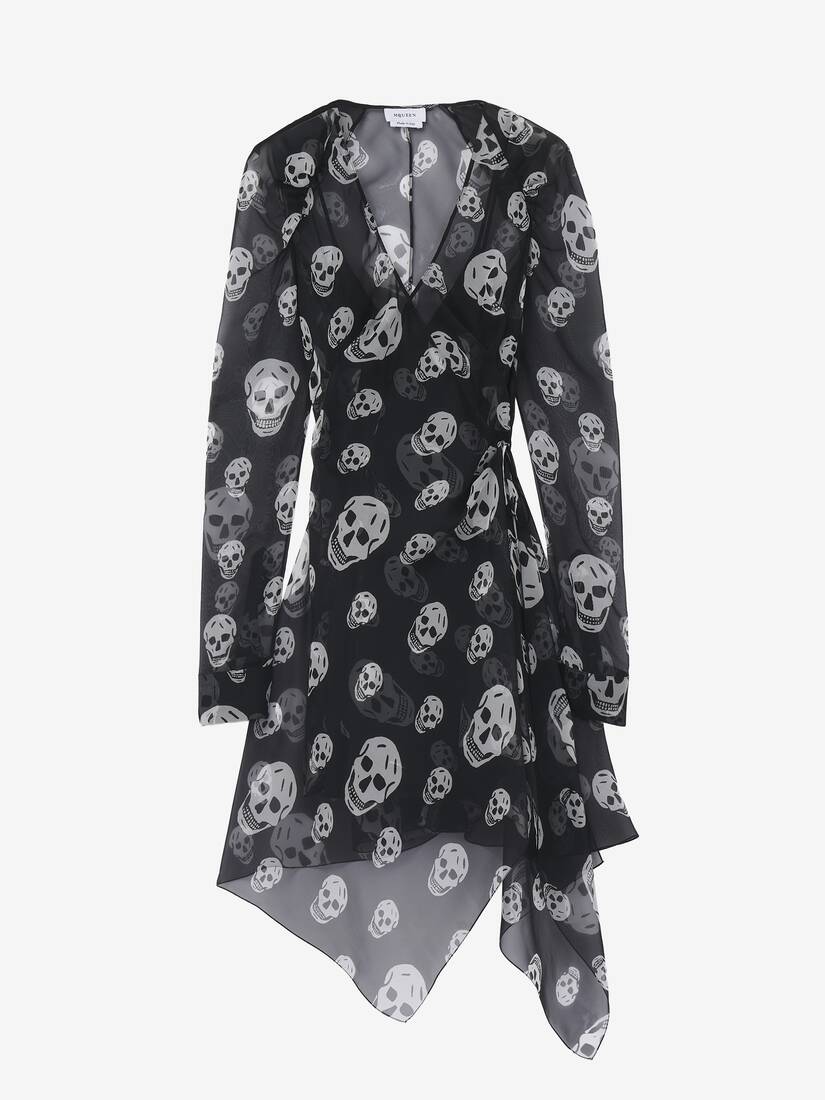 Silk Skull Print Wrap Dress | Alexander McQueen - image 1