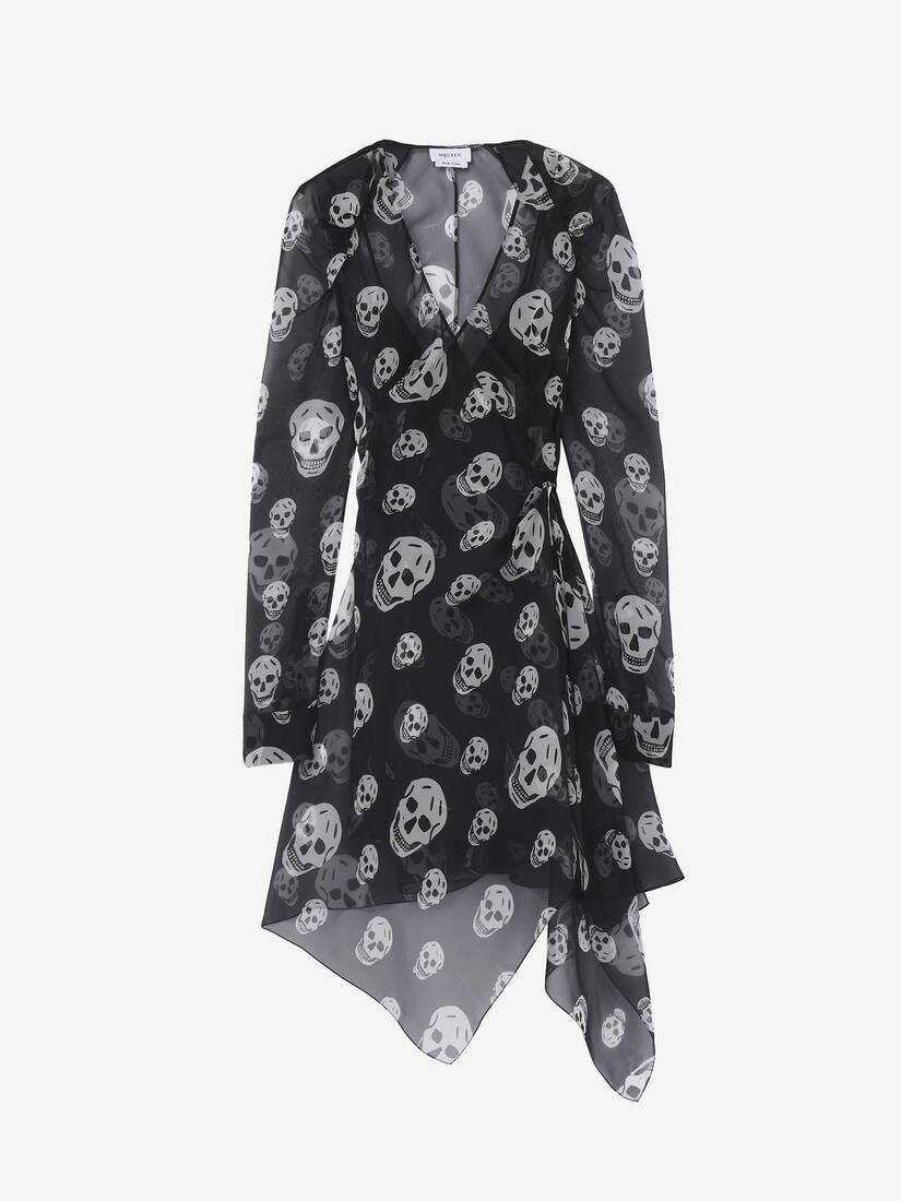 Silk Skull Print Wrap Dress | Alexander McQueen - image 1