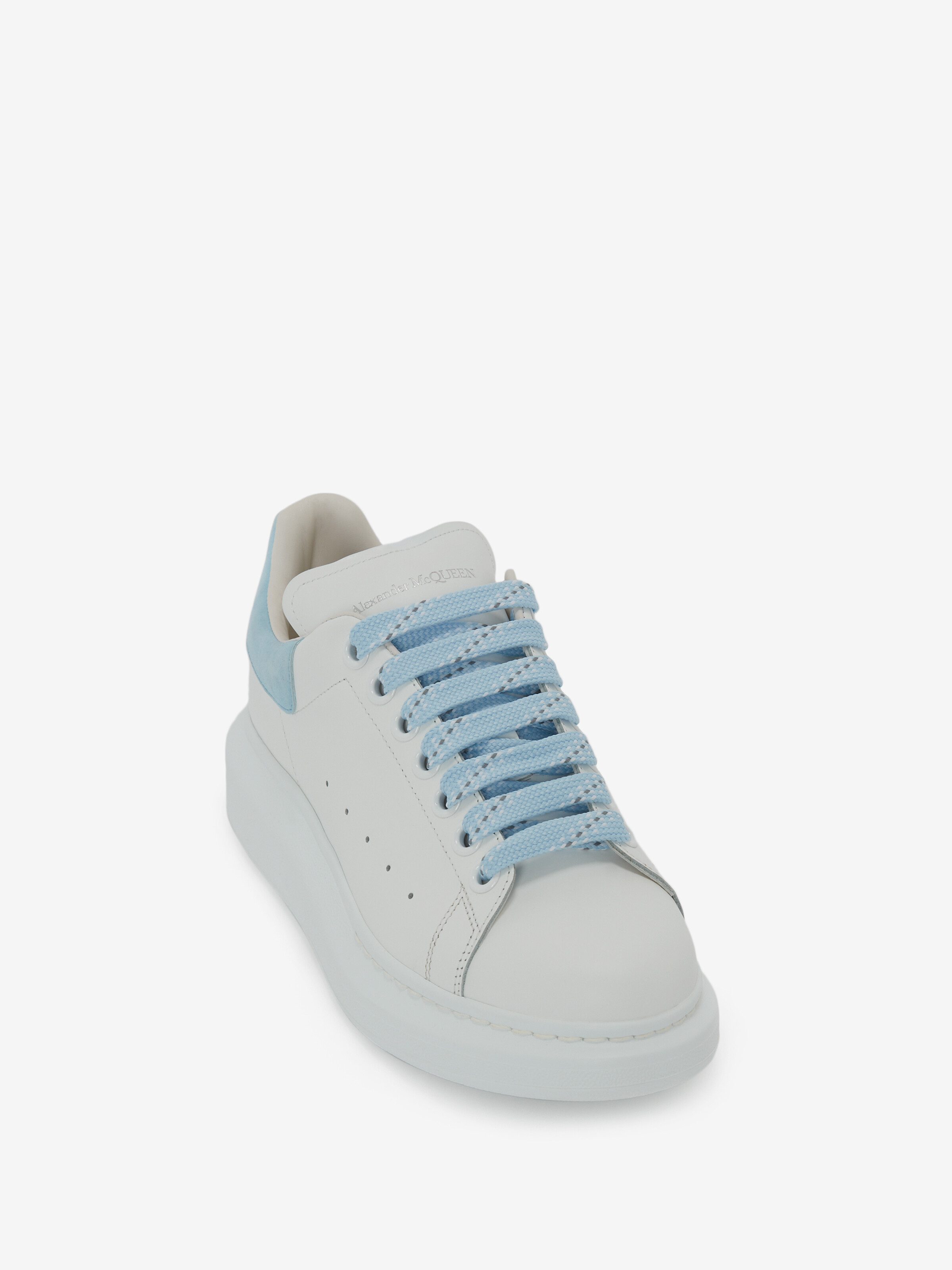 Women's Oversized Sneaker in White/Blue in Calf Leather | Alexander McQueen - image 5