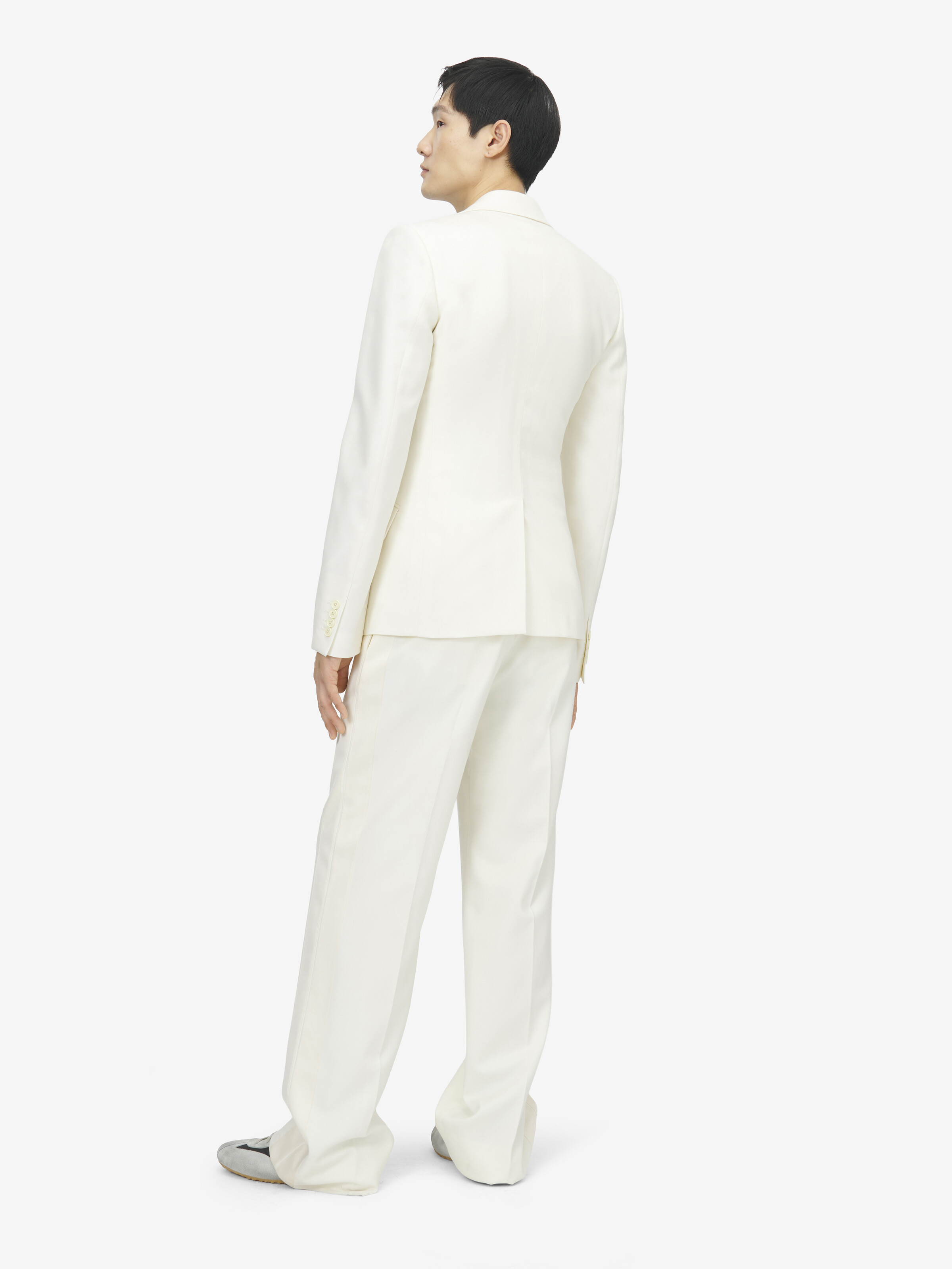 Men's Wide Leg Evening Trousers in Ivory in 100% Wool | Alexander McQueen - image 4
