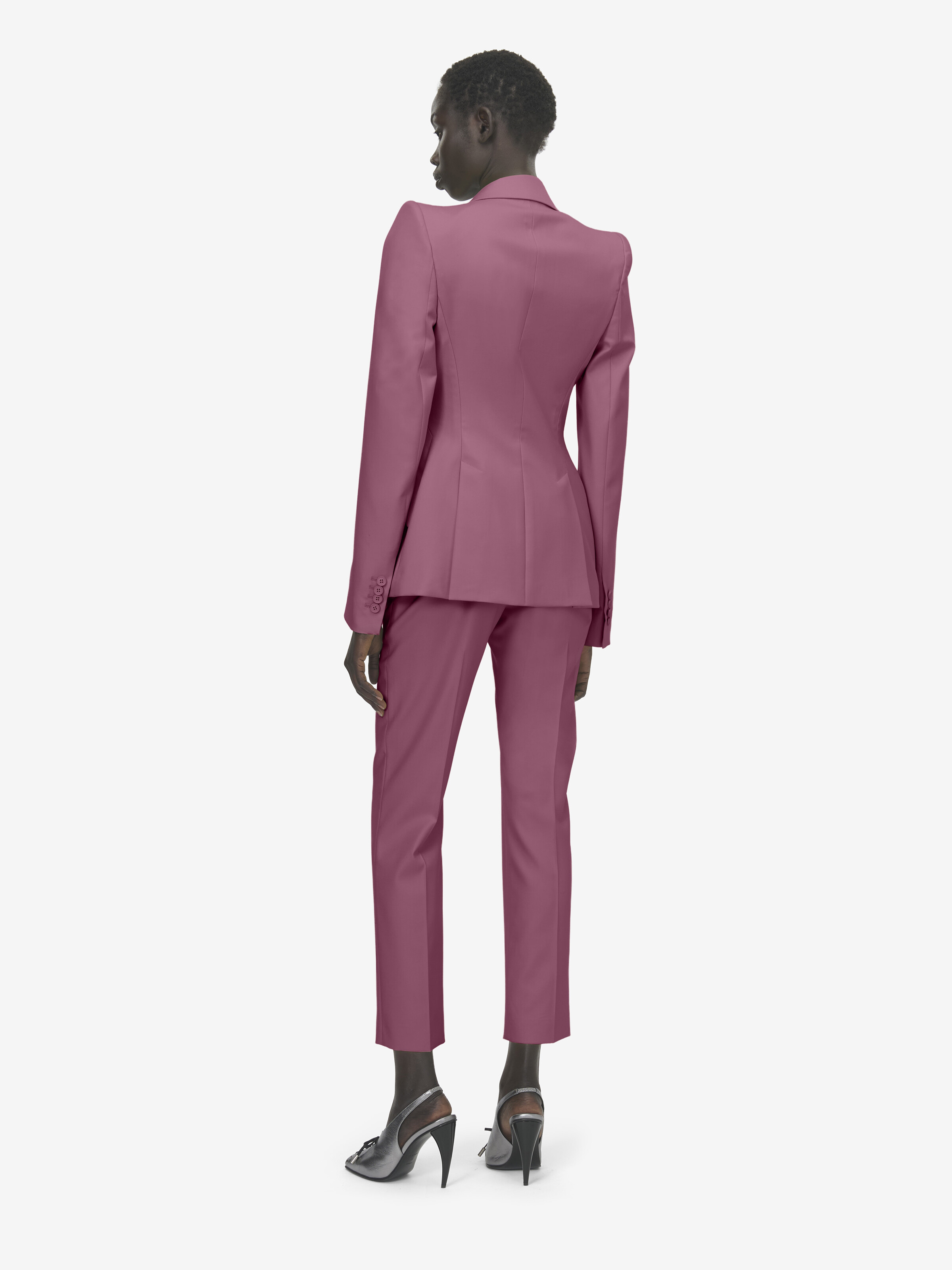 Women's Wool Gabardine Cigarette Trousers in Pink in Fabric: 100% Wool, Pocket Lining: 100% Cupro | Alexander McQueen - image 4