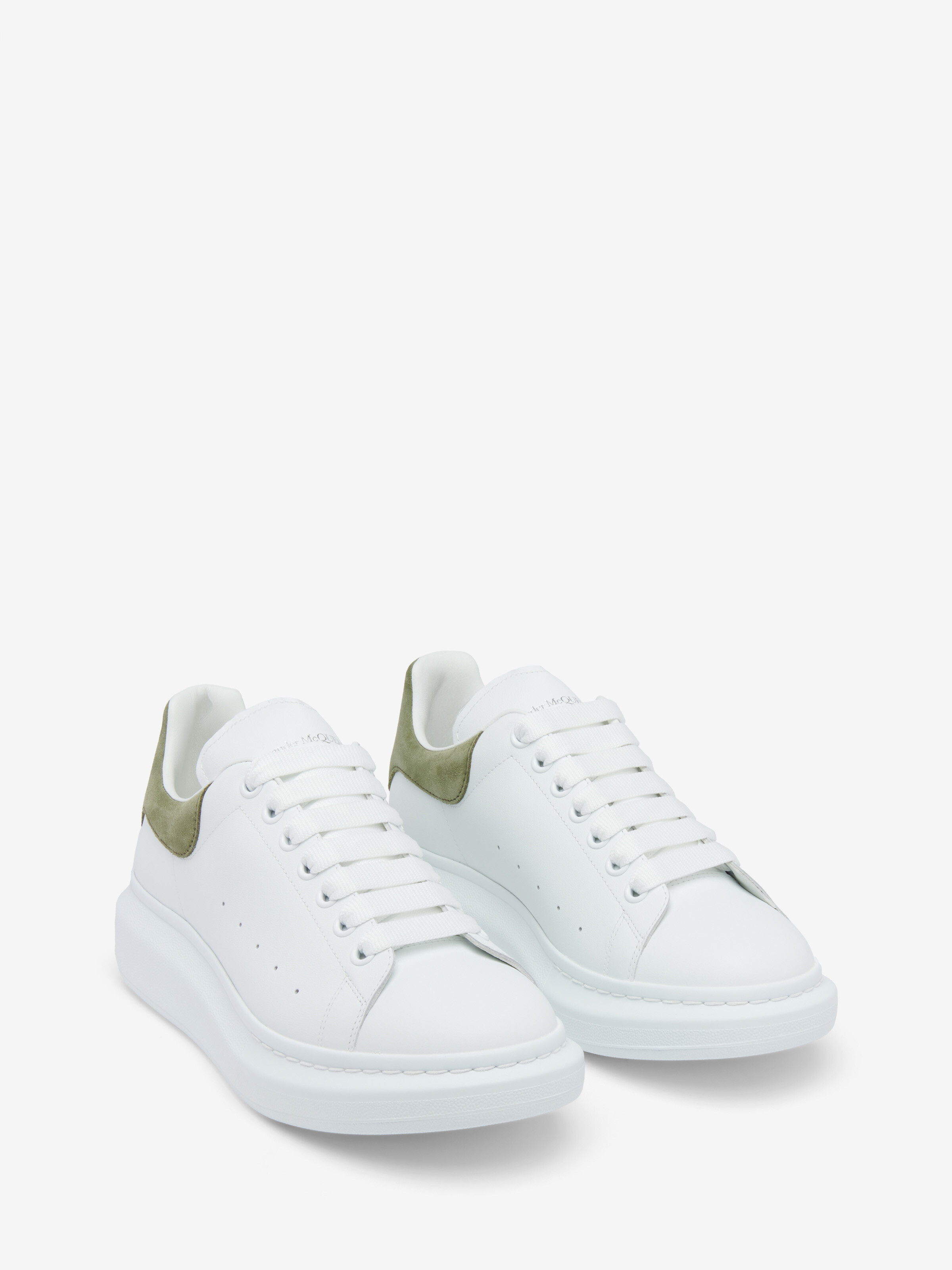 Men's Oversized Sneaker in White/Green in Calf Leather | Alexander McQueen - image 2