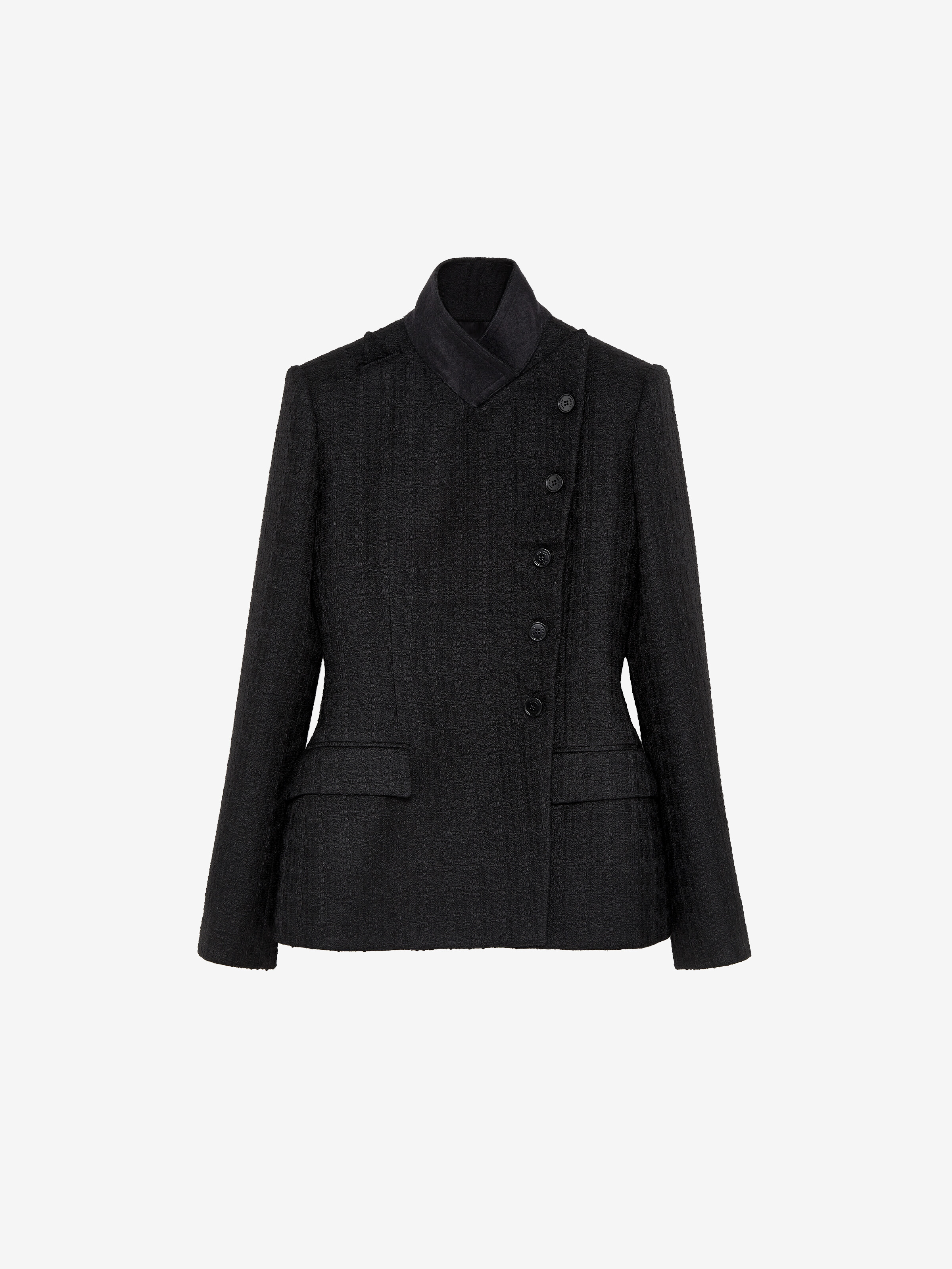 Women's Light Tweed Single-breasted Jacket in Black in 96% wool, 3% mohair, 1% elastane -  lining: 100% viscose | Alexander McQueen - image 1
