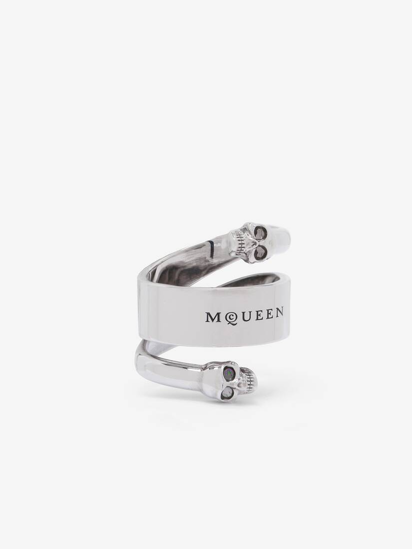 Twin Skull Ring with Logo | Alexander McQueen - image 3