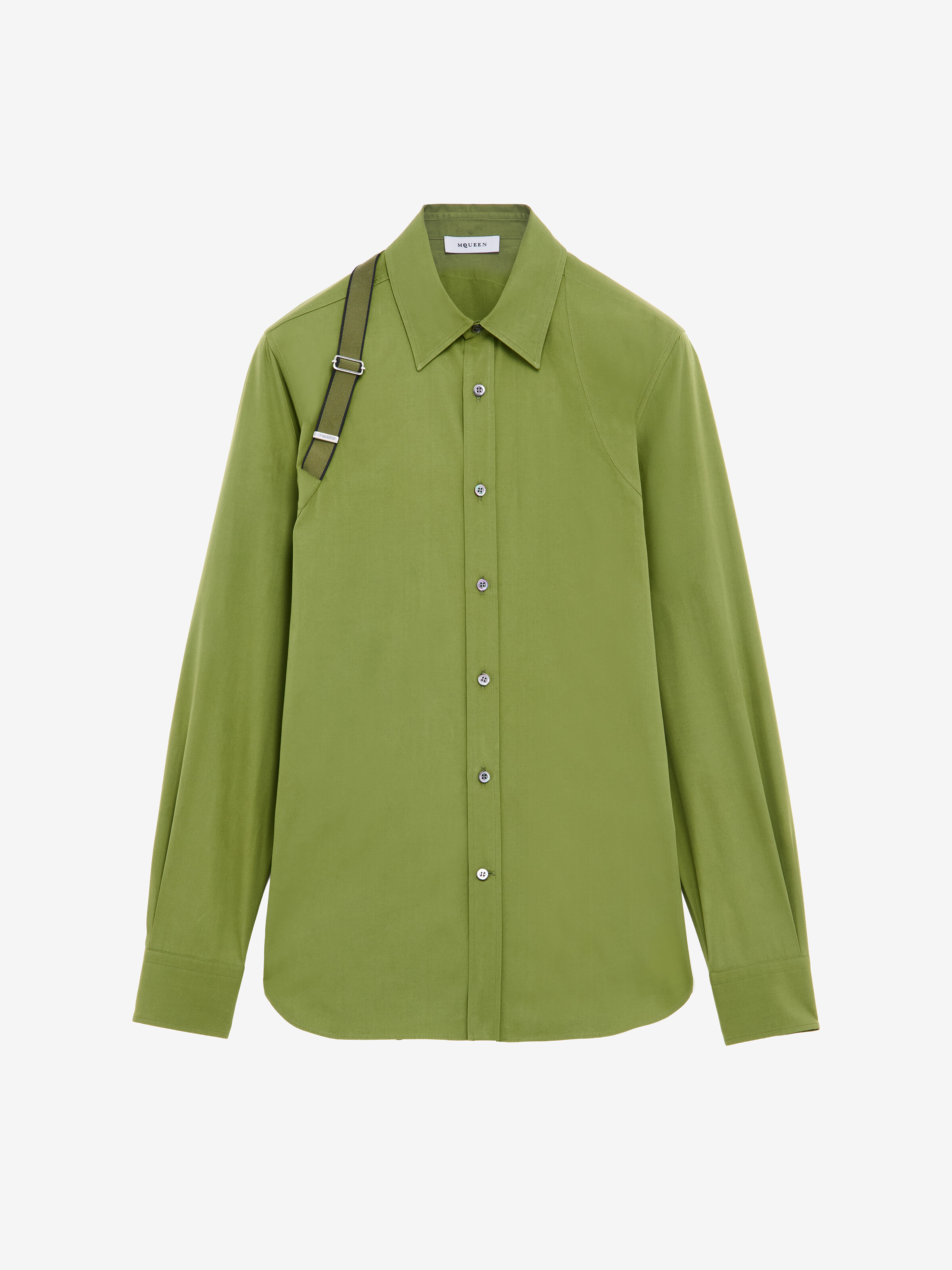 Men's McQueen Logo Harness Shirt in Green in 97% Cotton, 3% Elastan | Alexander McQueen - image 2