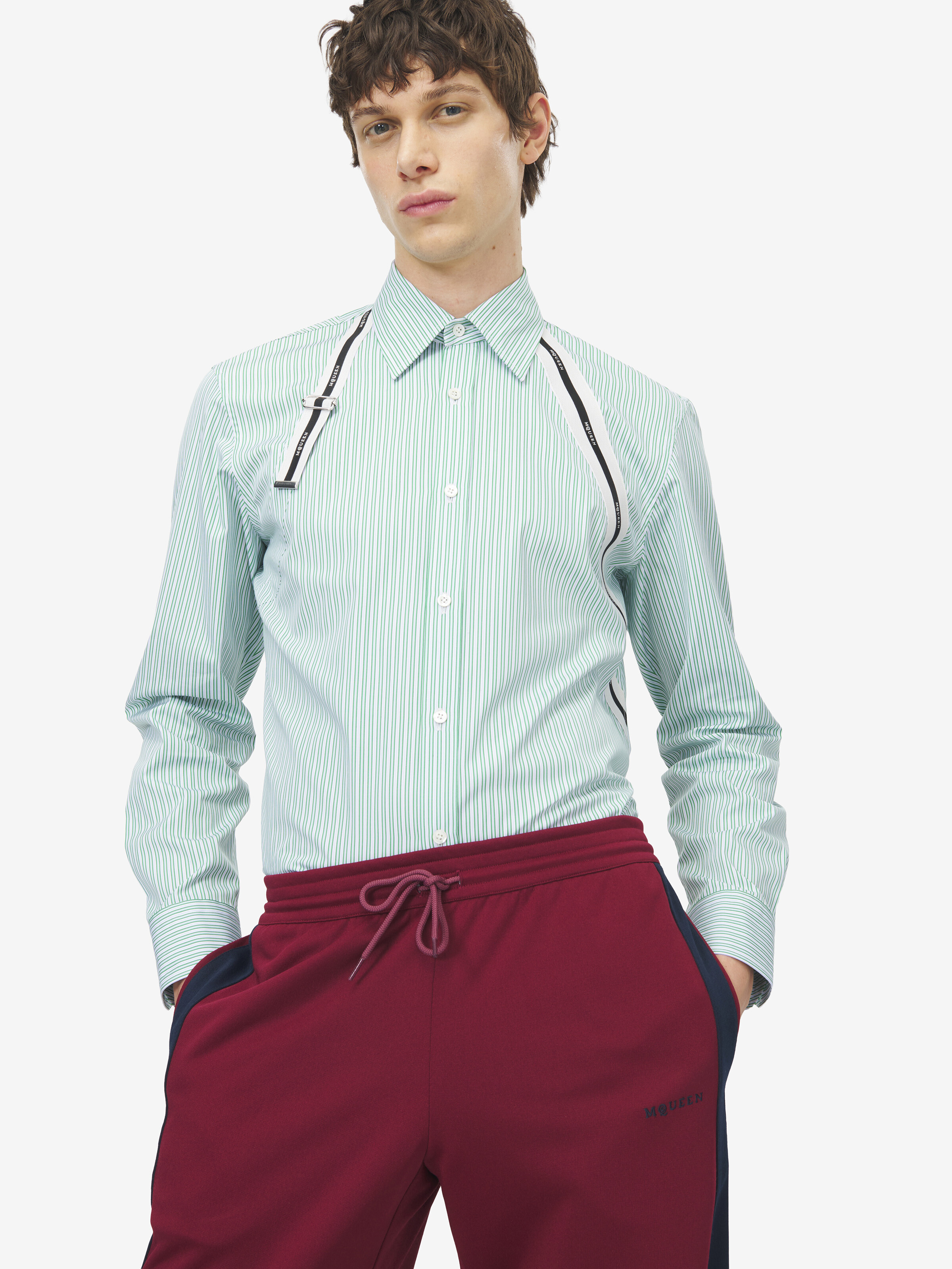Chemise à harnais et logo McQueen pour Homme en Blanc/Bleu clair in 100% Coton | Alexander McQueen - image 5