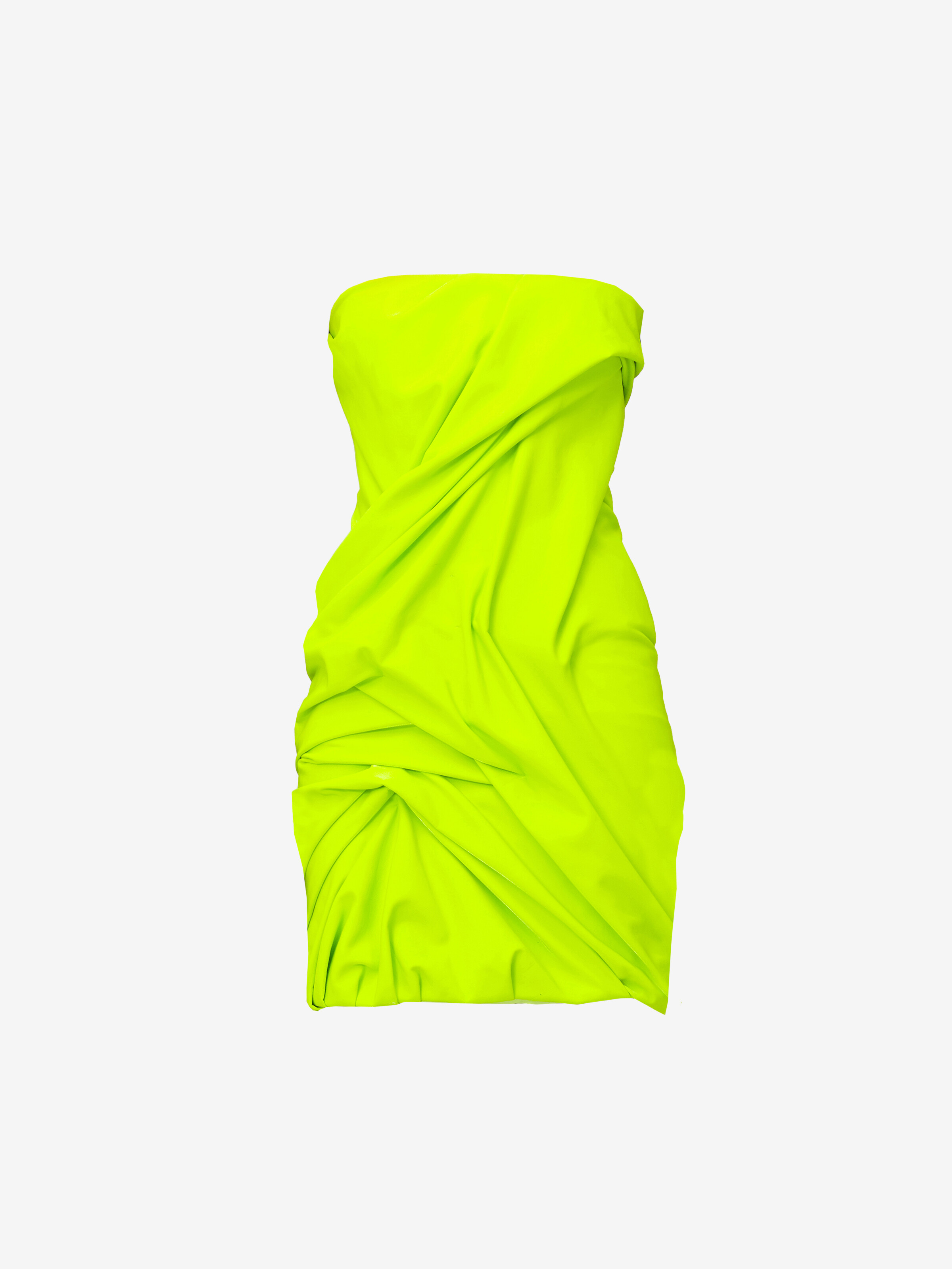 Women's Draped Mini Dress in Acid yellow in 83% Polyamide, 17% Elastan | Alexander McQueen - image 2