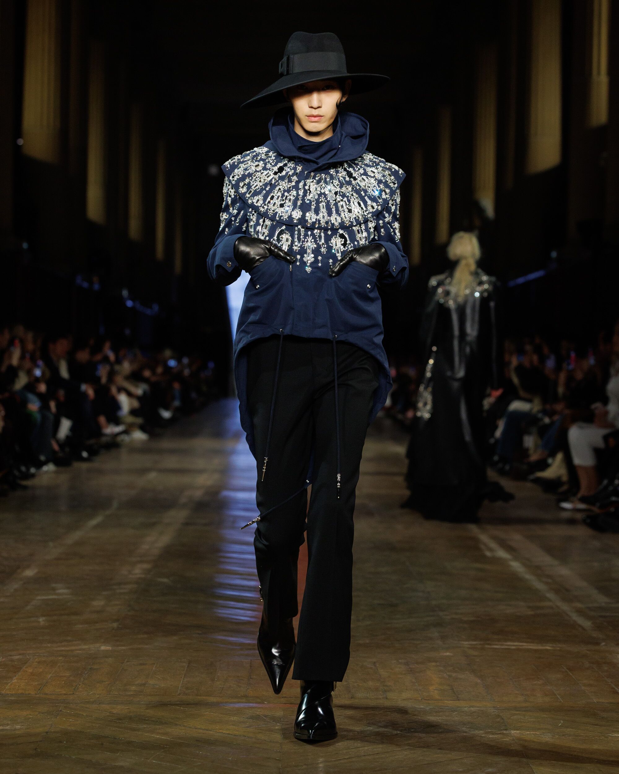 Crystal Mirror Embroidery on Menswear Jacket for McQueen Autumn Winter 2025