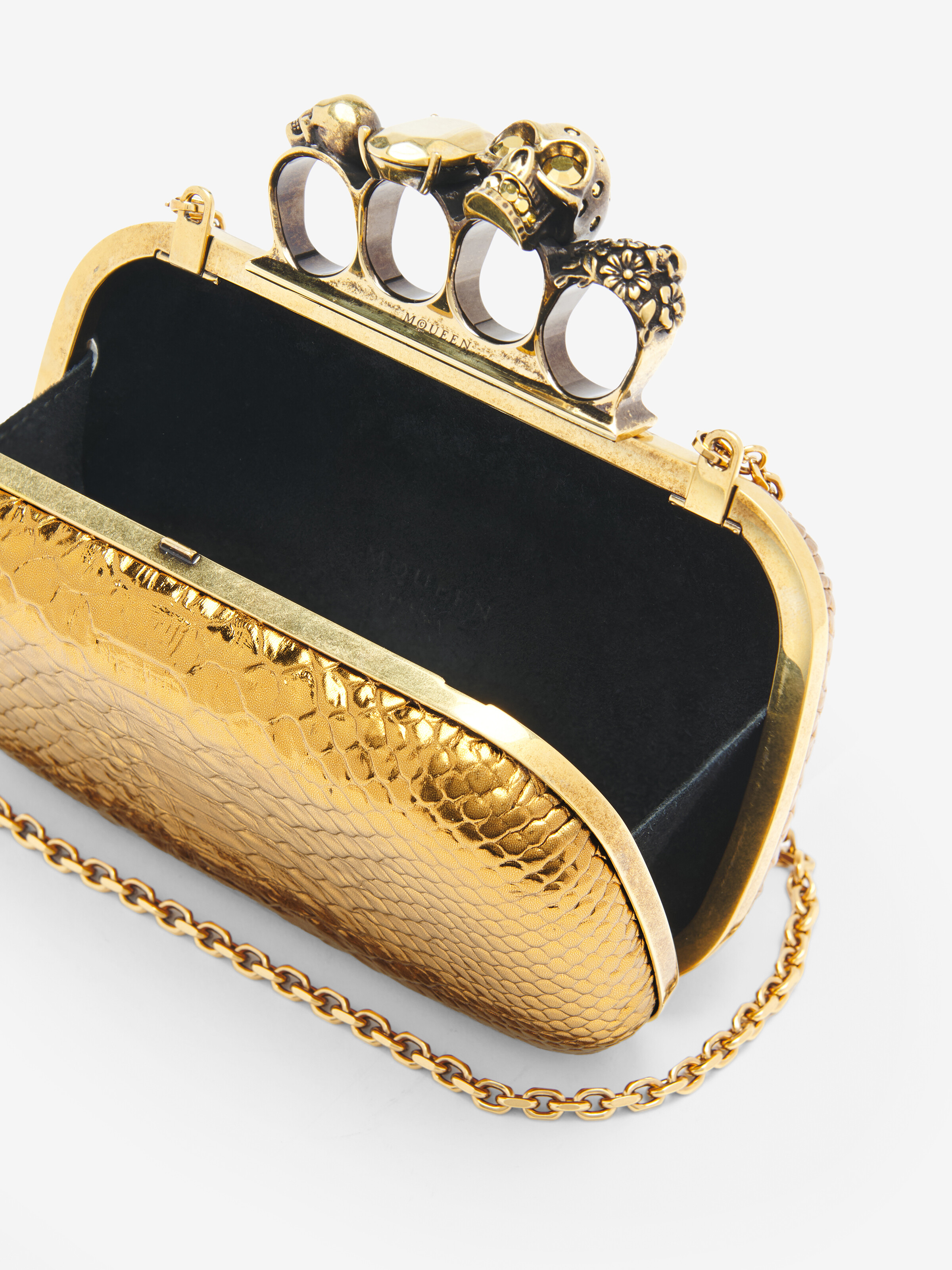 Women's Knuckle Clutch in Gold in Calf Leather | Alexander McQueen - image 5