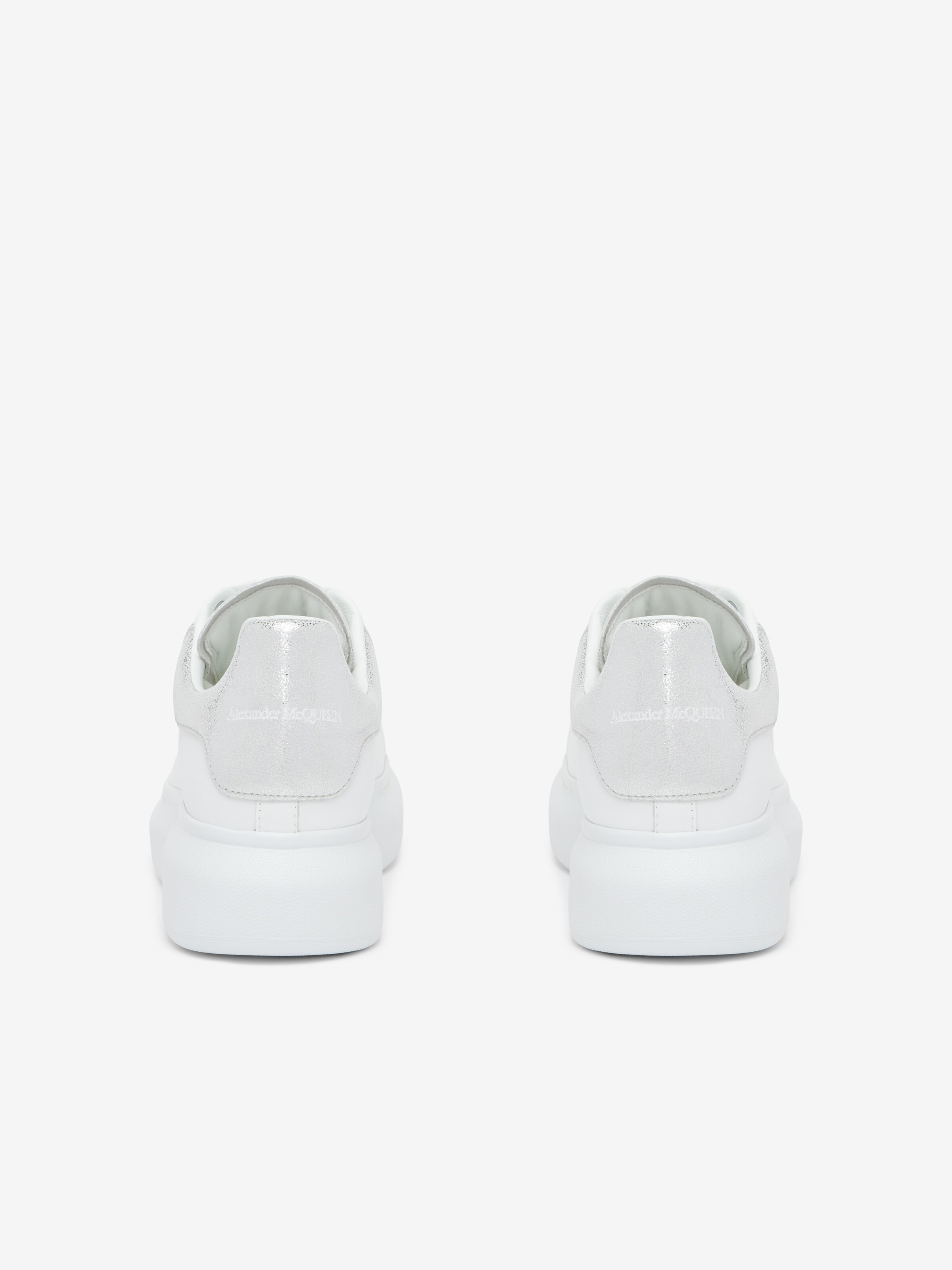 Men's Oversized Sneaker in White/Silver in Calf Leather | Alexander McQueen - image 2