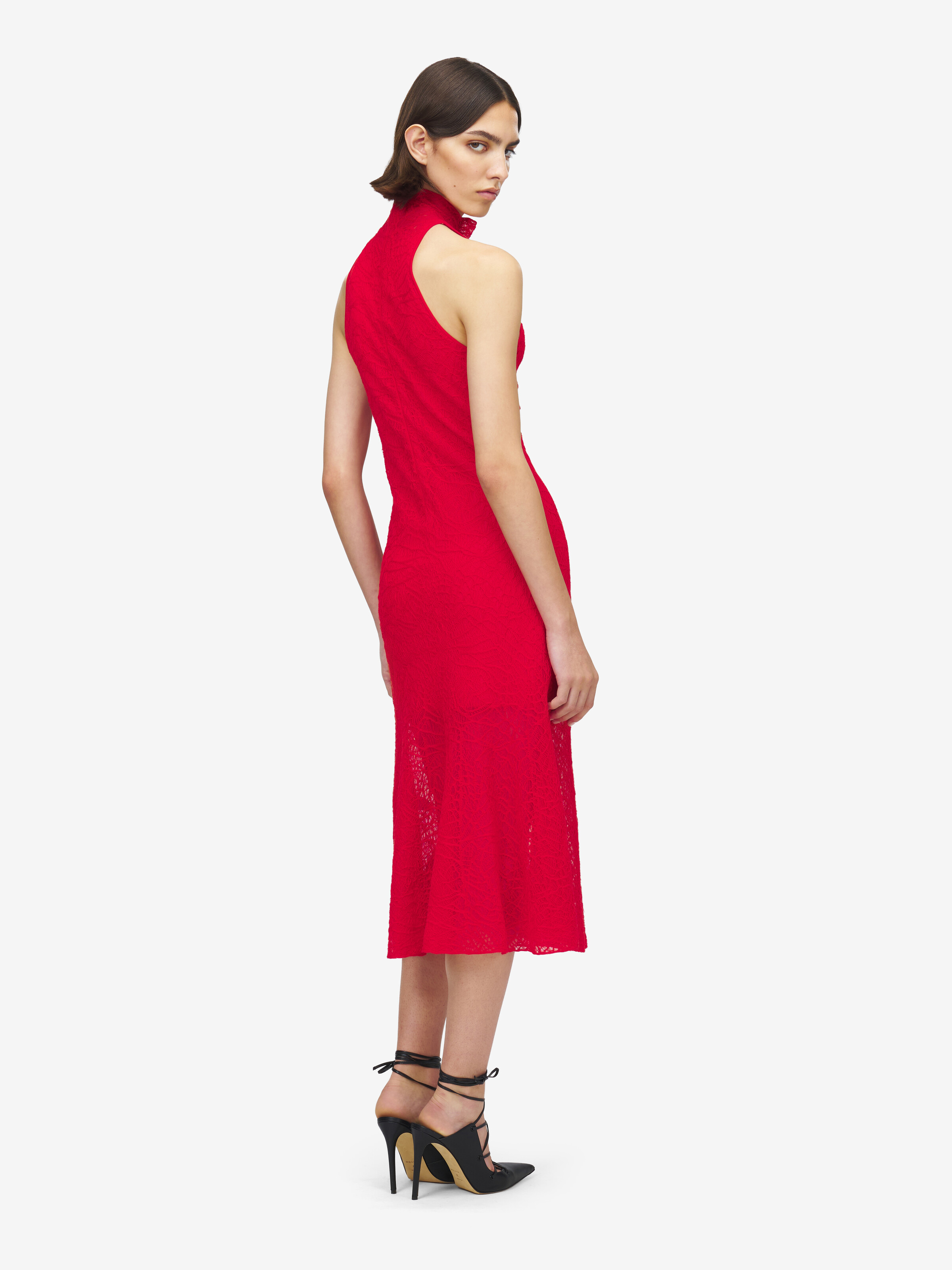 Midikleid aus Spinnenspitze für Damen in Rot in 54% Baumwolle, 46% Seide | Alexander McQueen - image 4