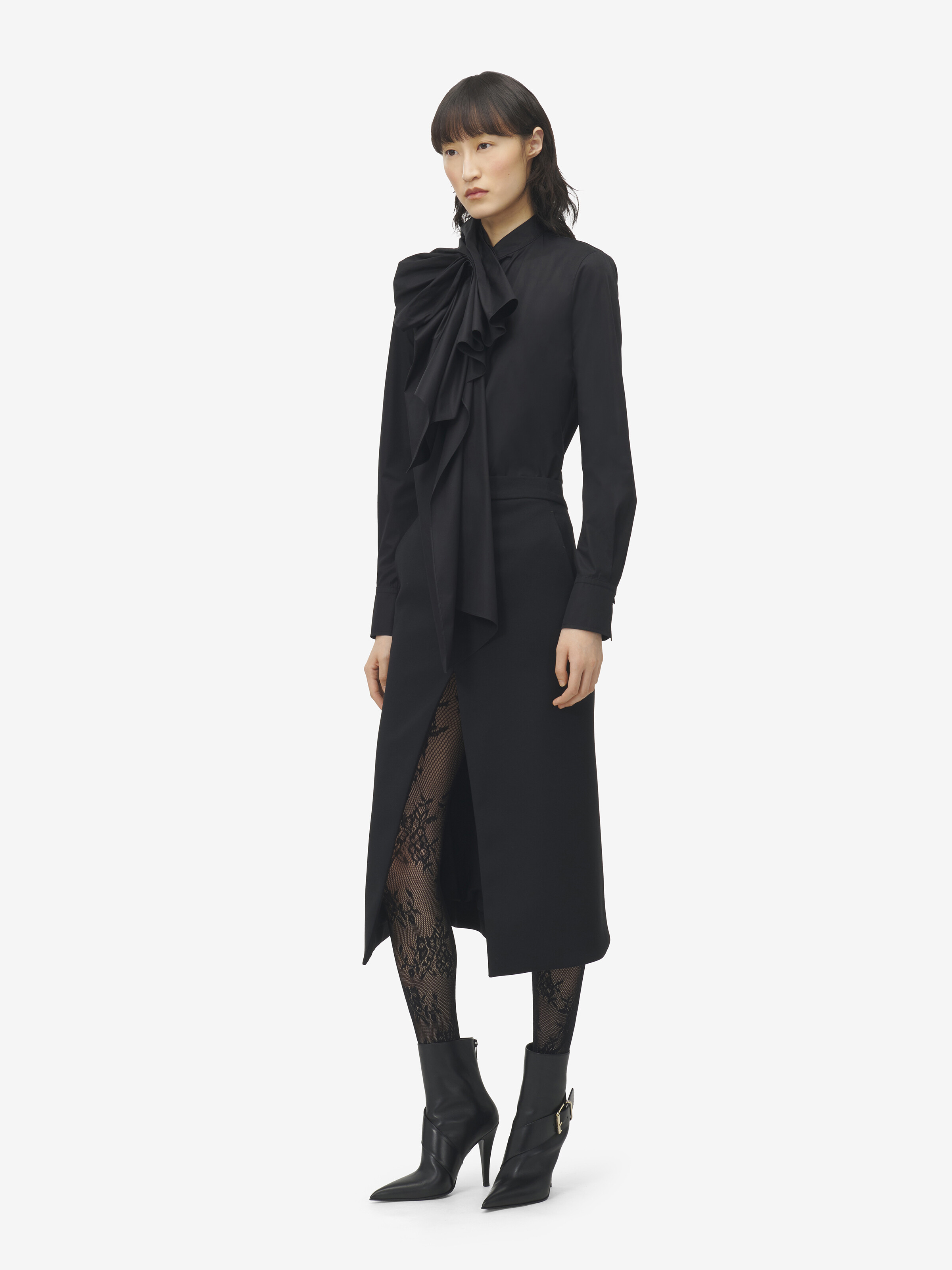 Chemise en coton à volants pour Femme en Noir in 100% Coton | Alexander McQueen - image 3