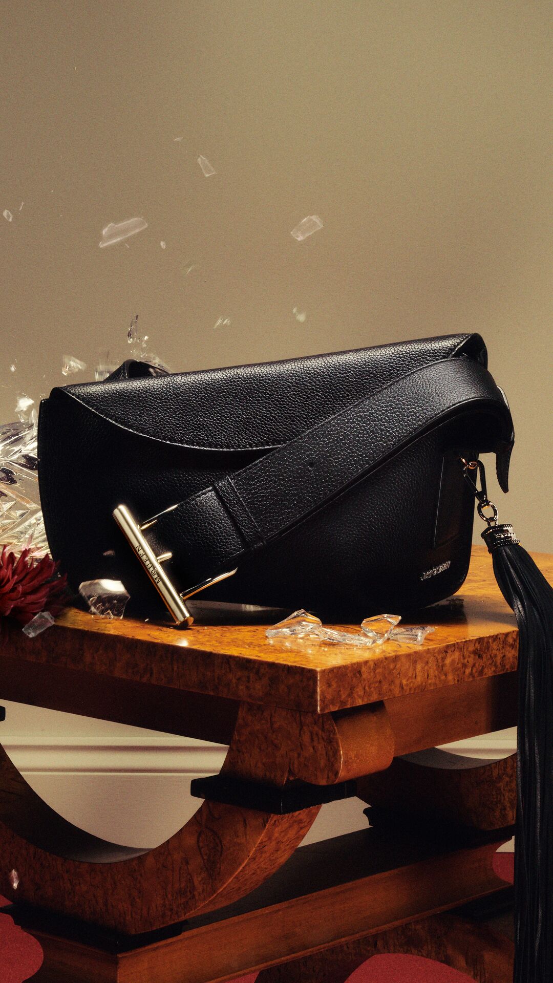McQueen T-Bar Sling Bag in black