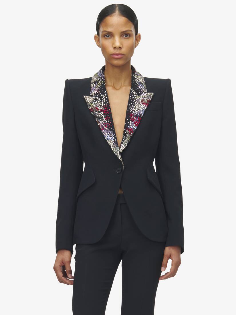 Jacke mit gesticktem Revers