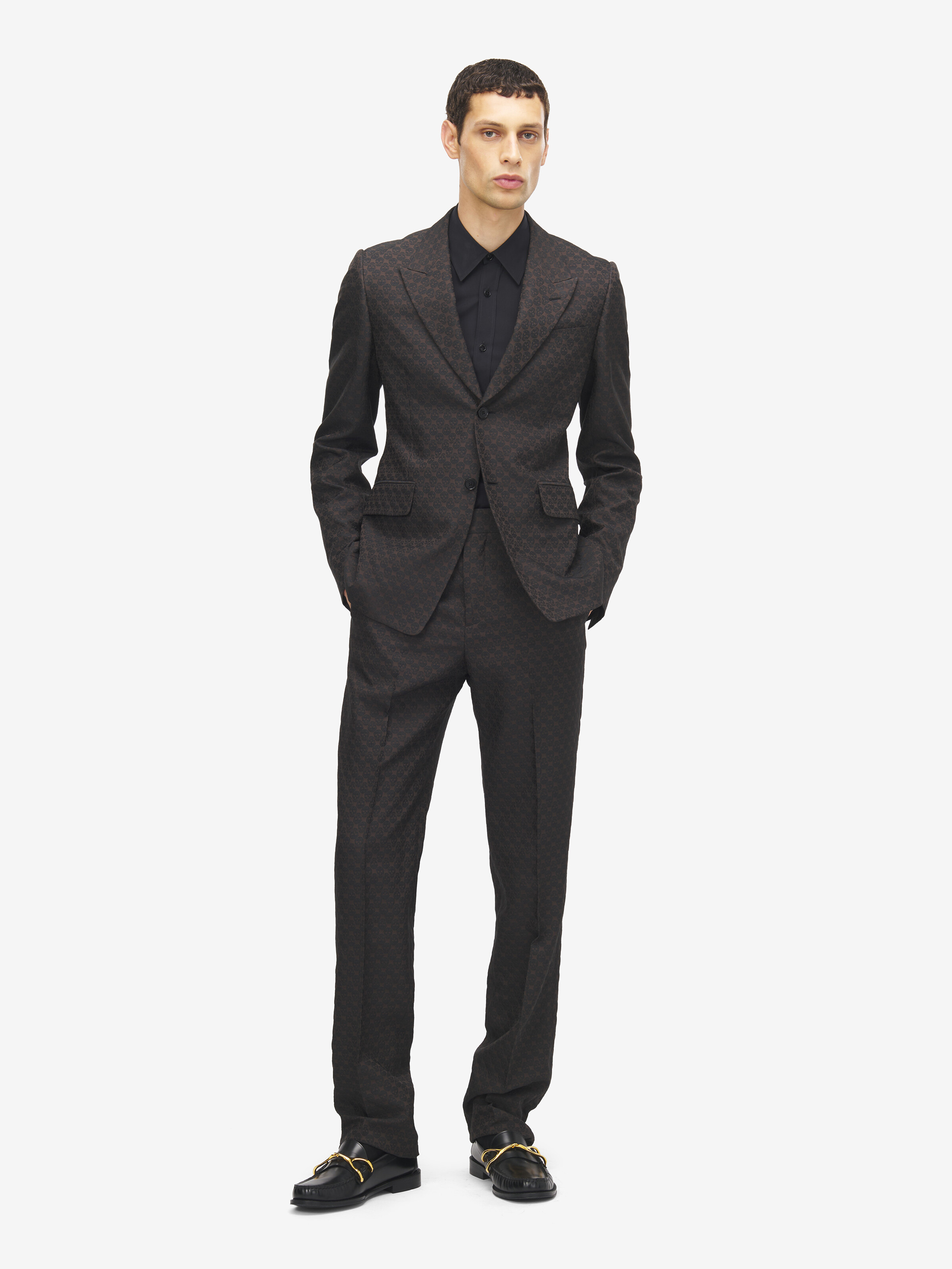 Veste à simple boutonnage, en jacquard Skull pour Homme en Marron in 78% Viscose, 22% Polyester | Alexander McQueen - image 2