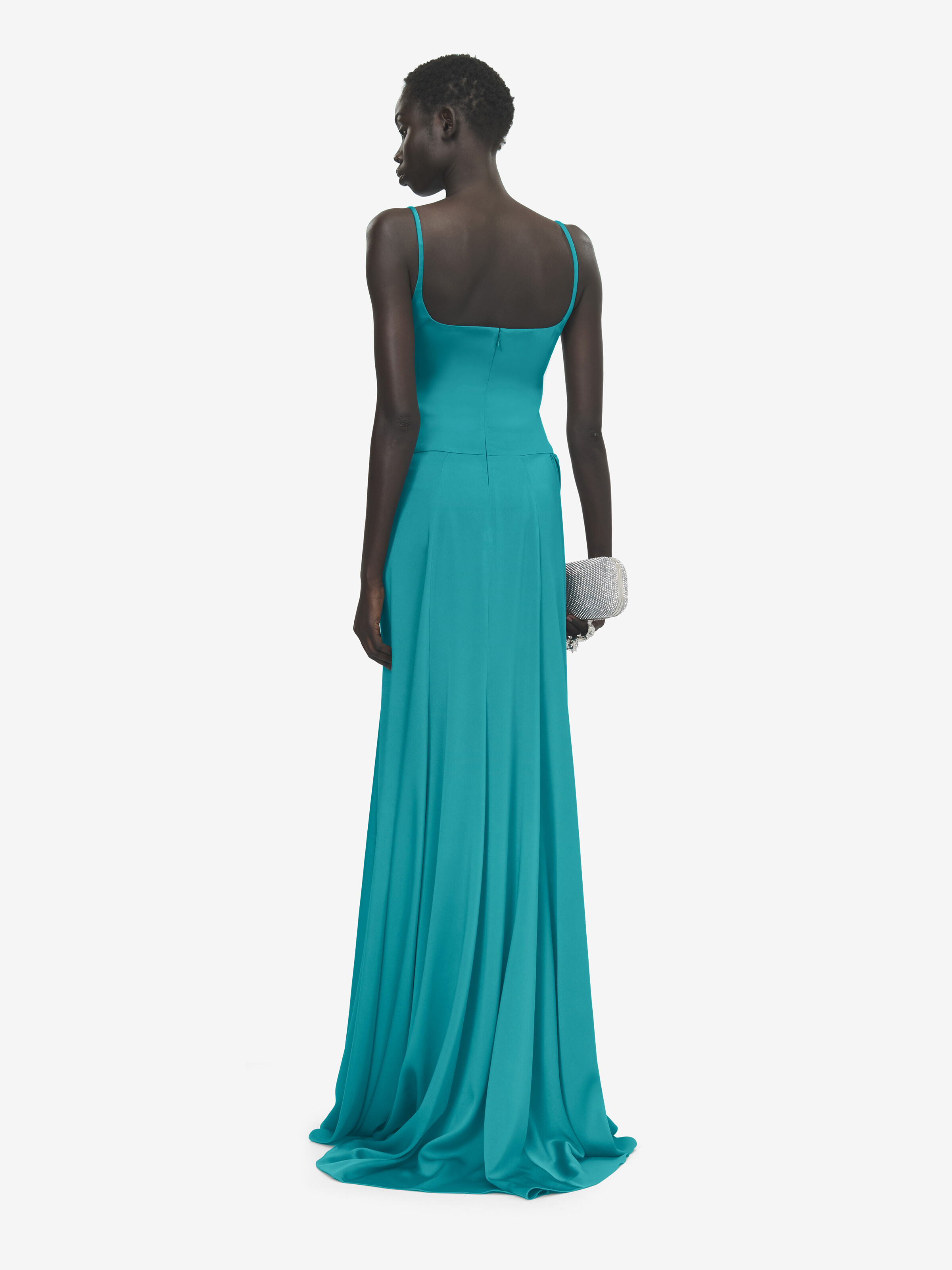 Asymmetrisch drapiertes Abendkleid für Damen in Blau in 61% Viscose, 39% Acetat | Alexander McQueen - image 4