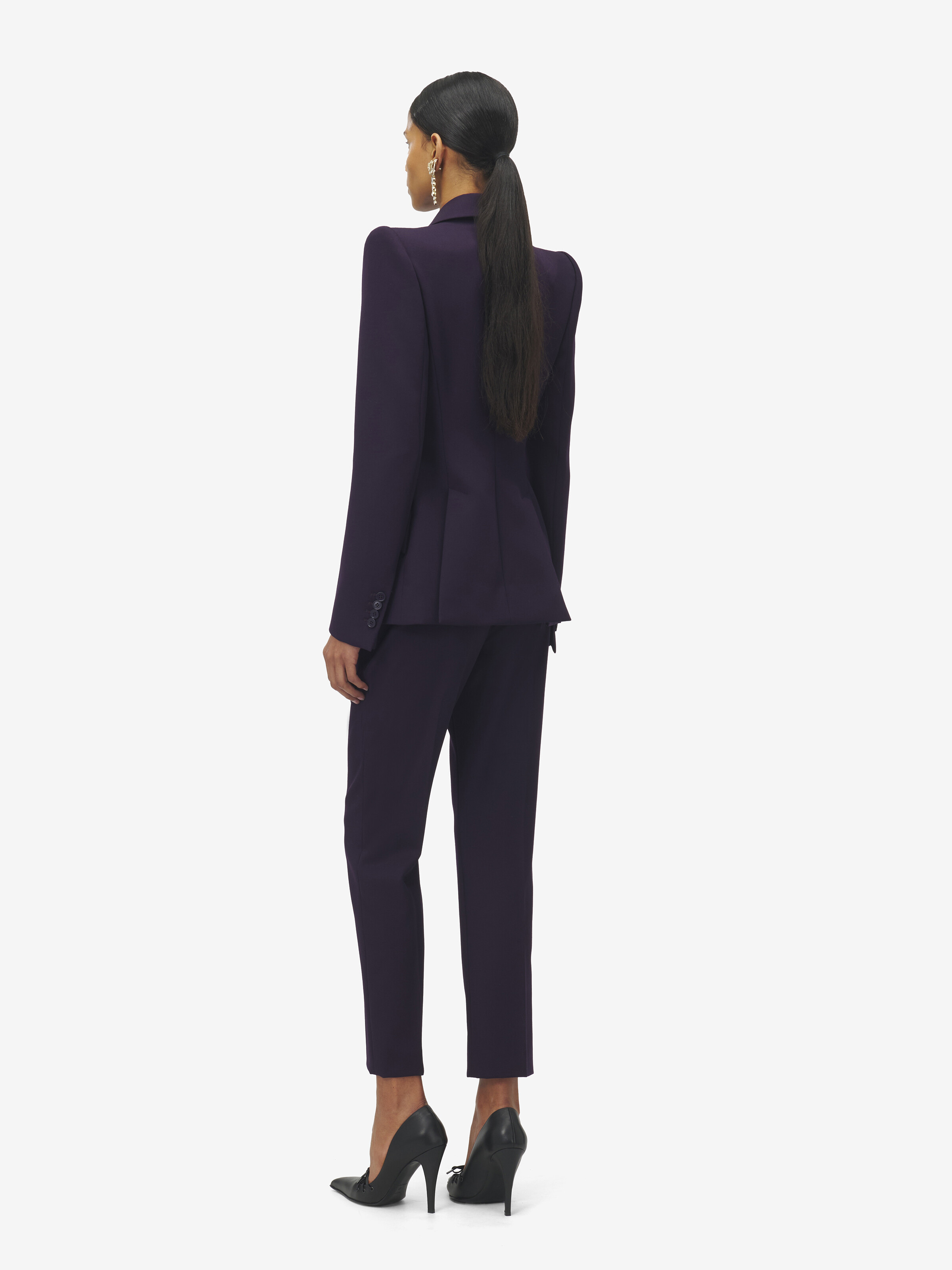 Women's Single-breasted Jacket in Violet in 100% Wool | Alexander McQueen - image 5