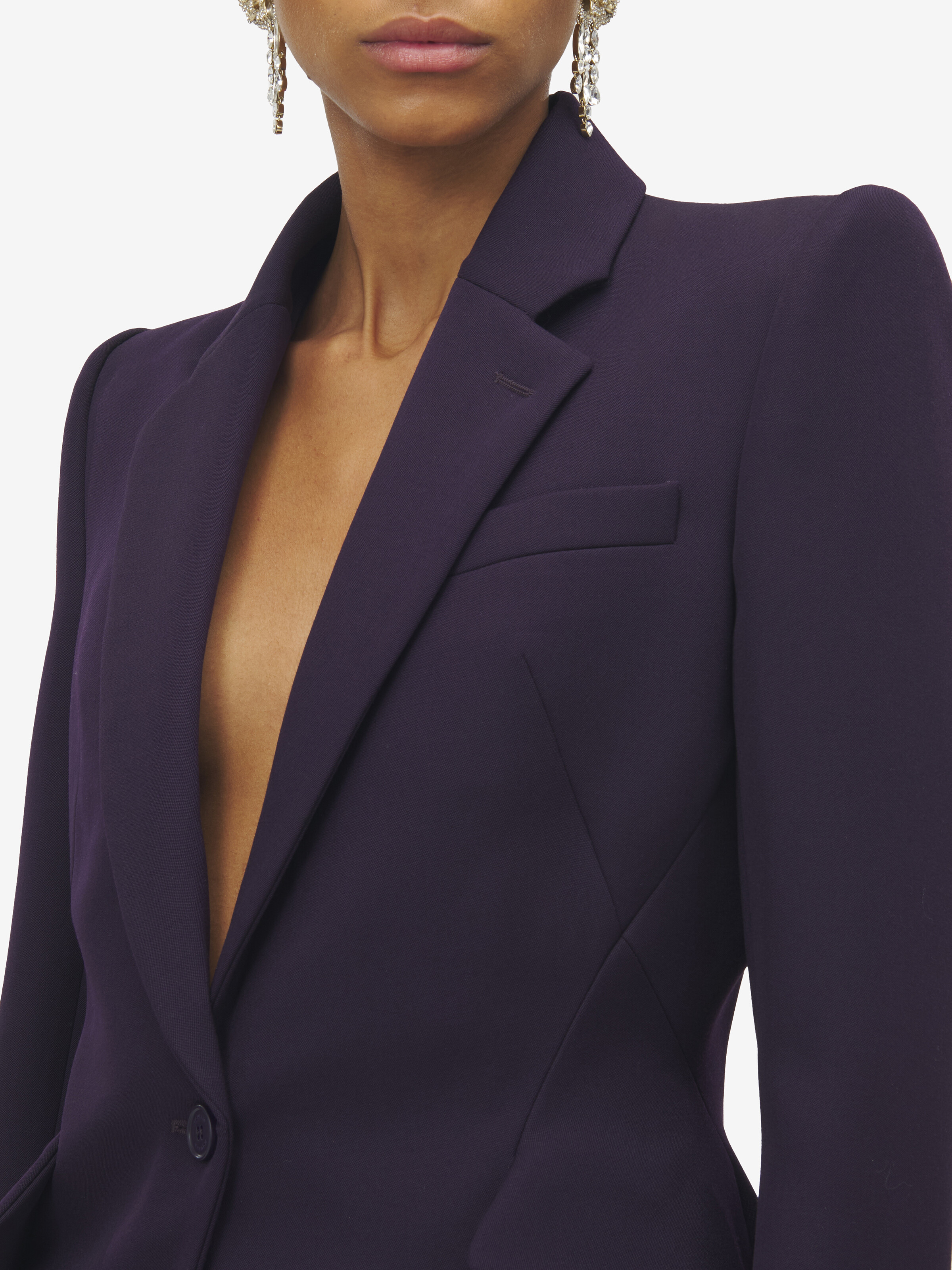 Women's Single-breasted Jacket in Violet in 100% Wool | Alexander McQueen - image 5
