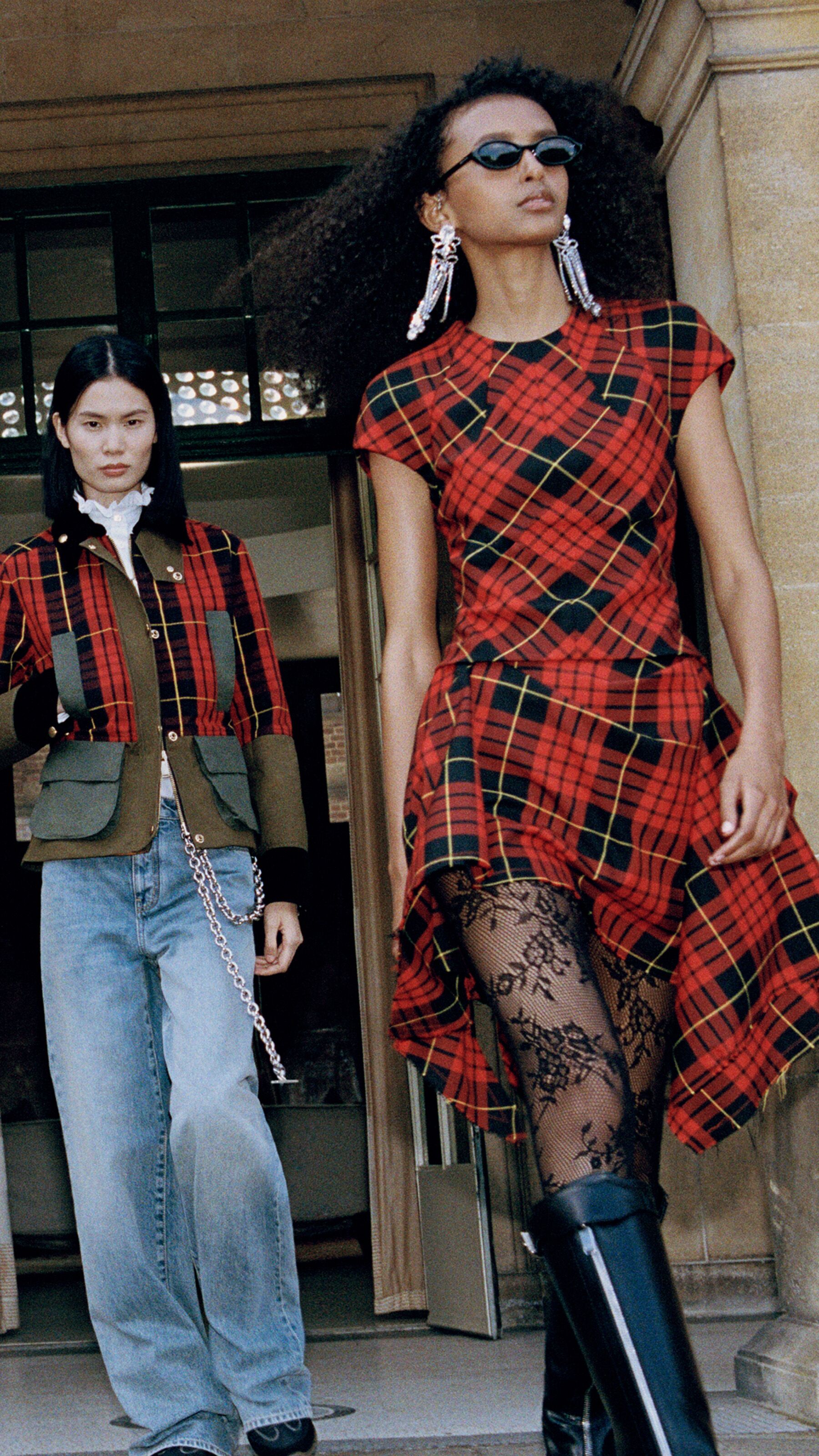 McQueen jumper and tartan dress