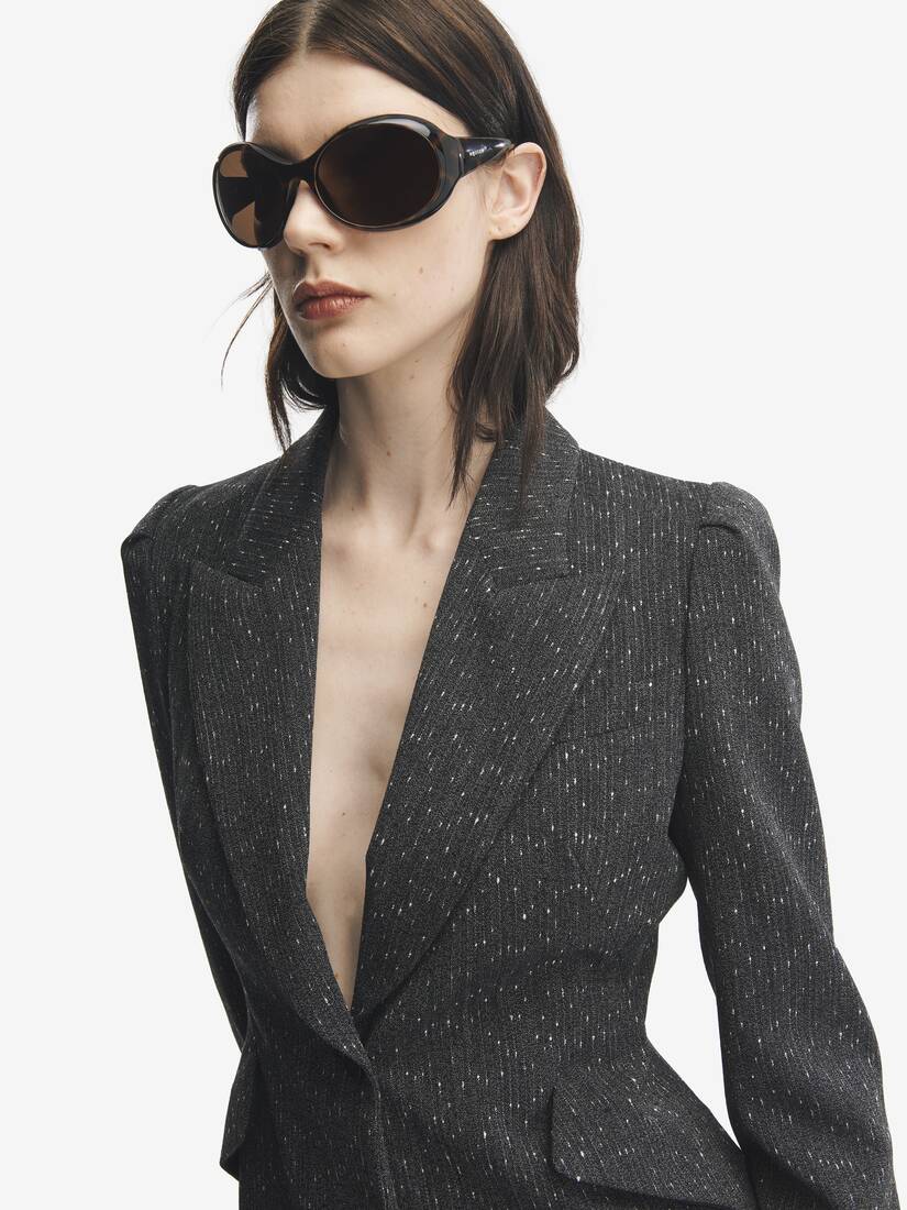 Einreihiges meliertes Nadelstreifen-Jackett | Alexander McQueen - image 5