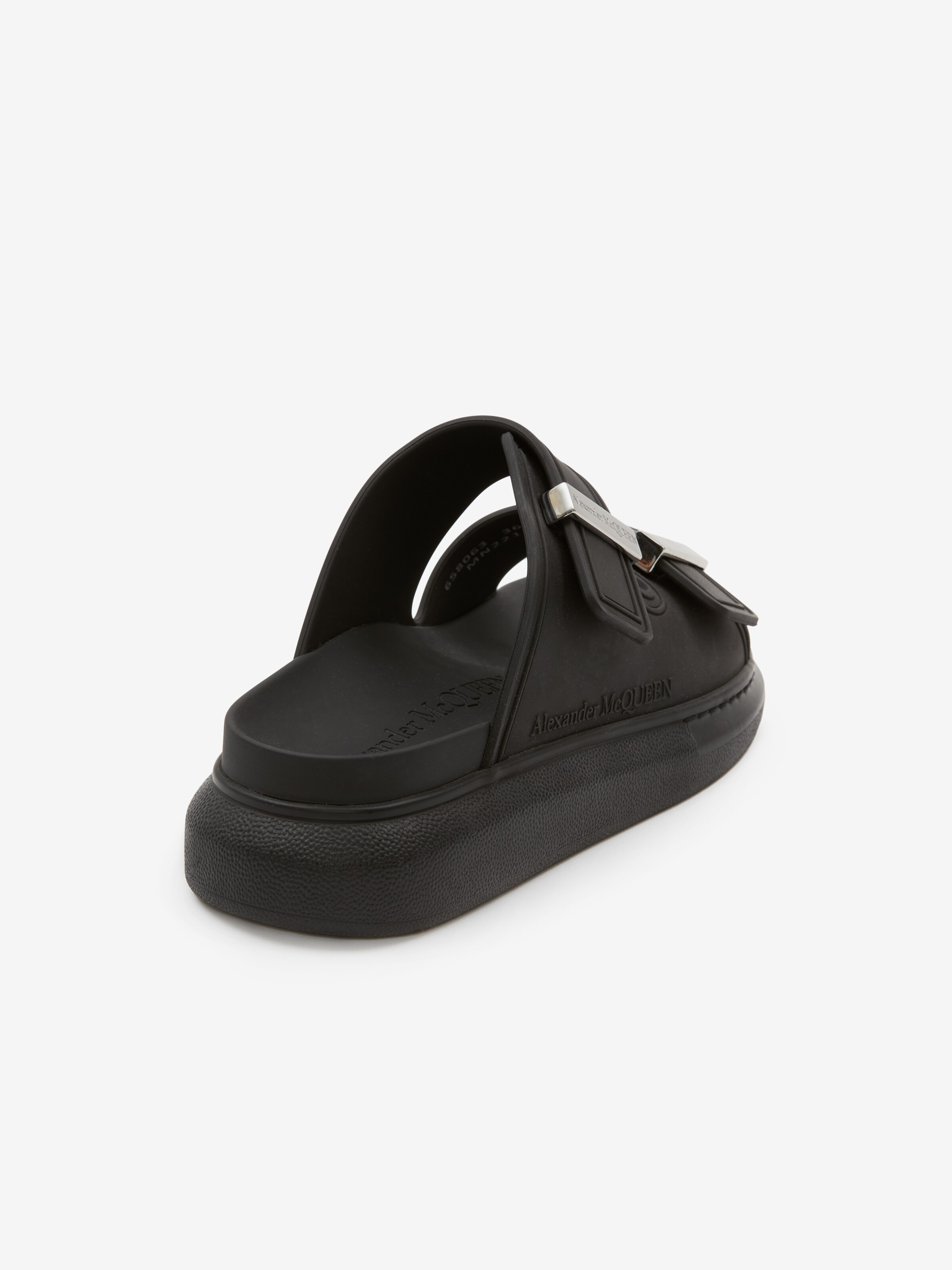 Women's Hybrid Slide in Black/Silver in Rubber | Alexander McQueen - image 3