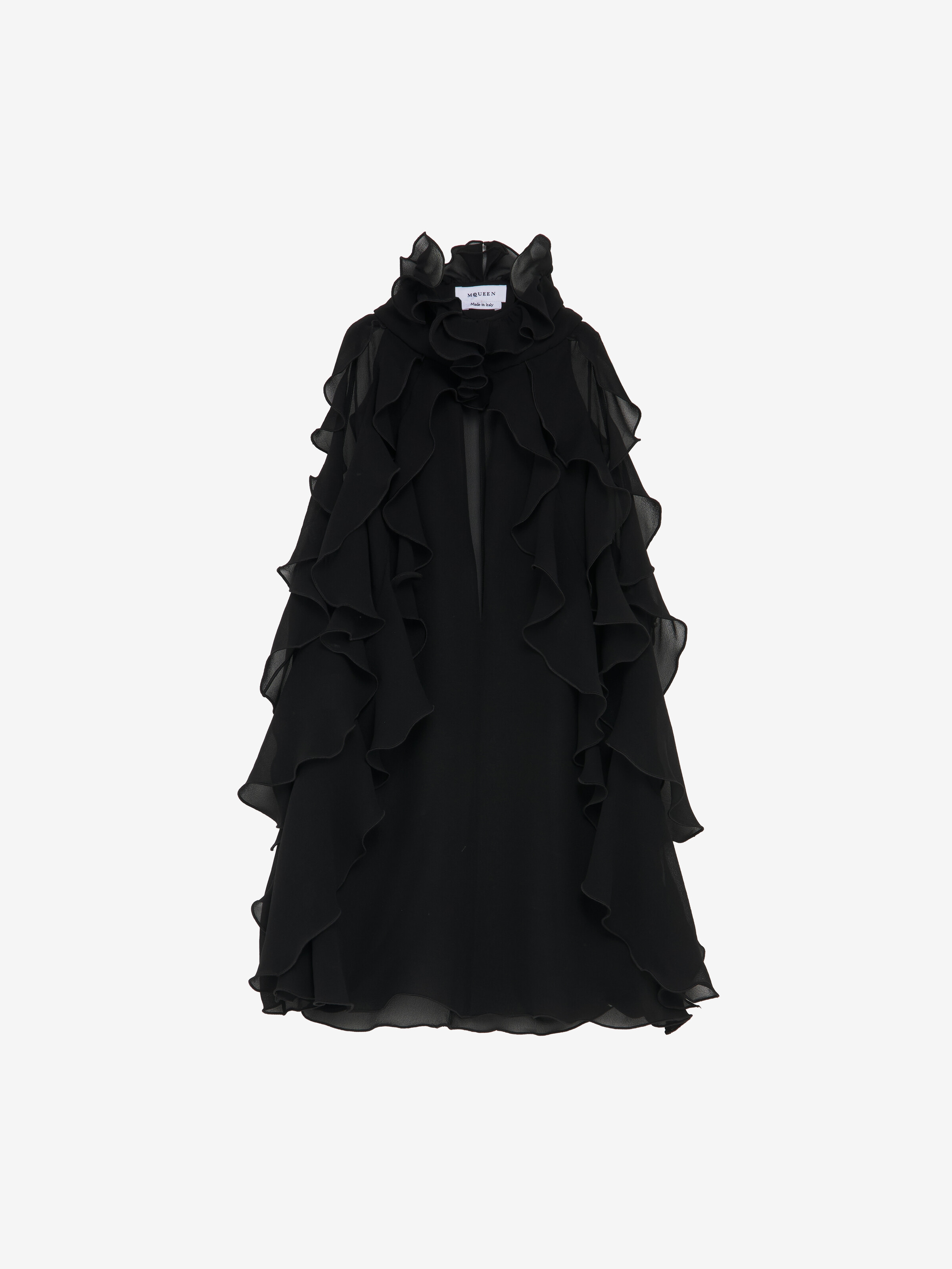 Women's Ruffled Top in Black in 100% Silk | Alexander McQueen - image 1