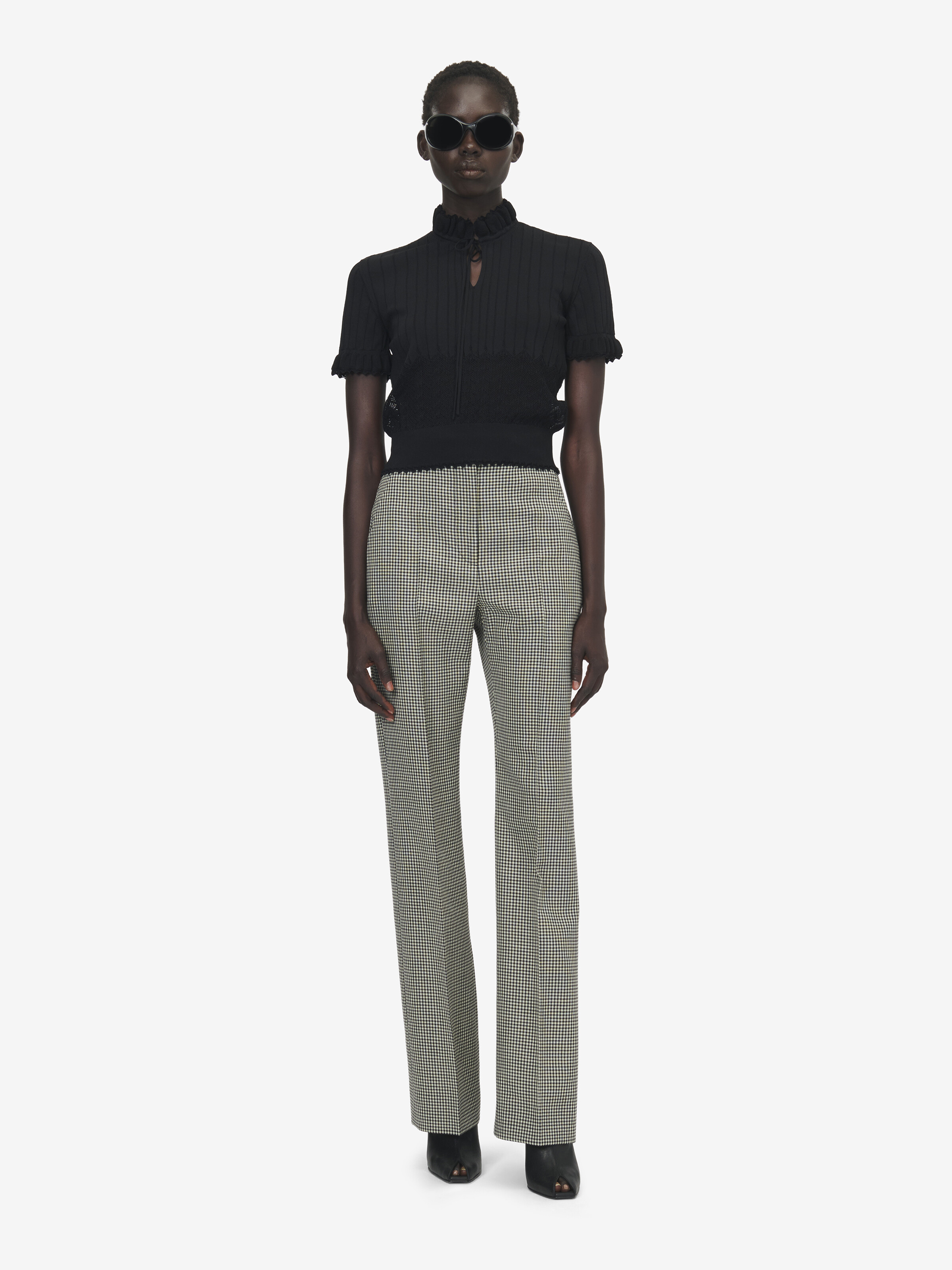 Women's Pointelle Knit Top in Black in 65% Viscose, 35% Polyamid | Alexander McQueen - image 2