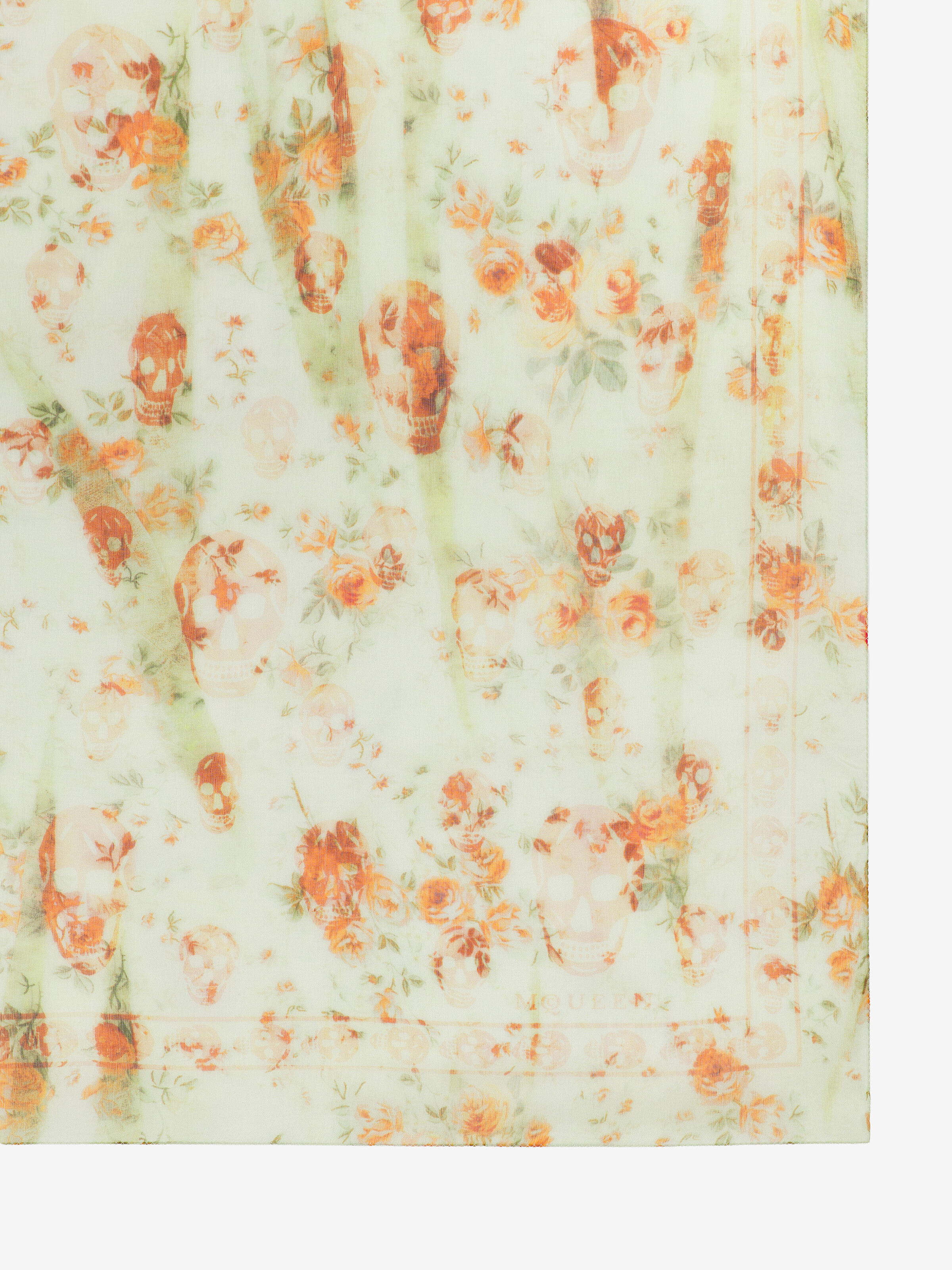 Foulard Floral Skull pour Femme en Pierre/Orange clair in 100% Soie | Alexander McQueen - image 2