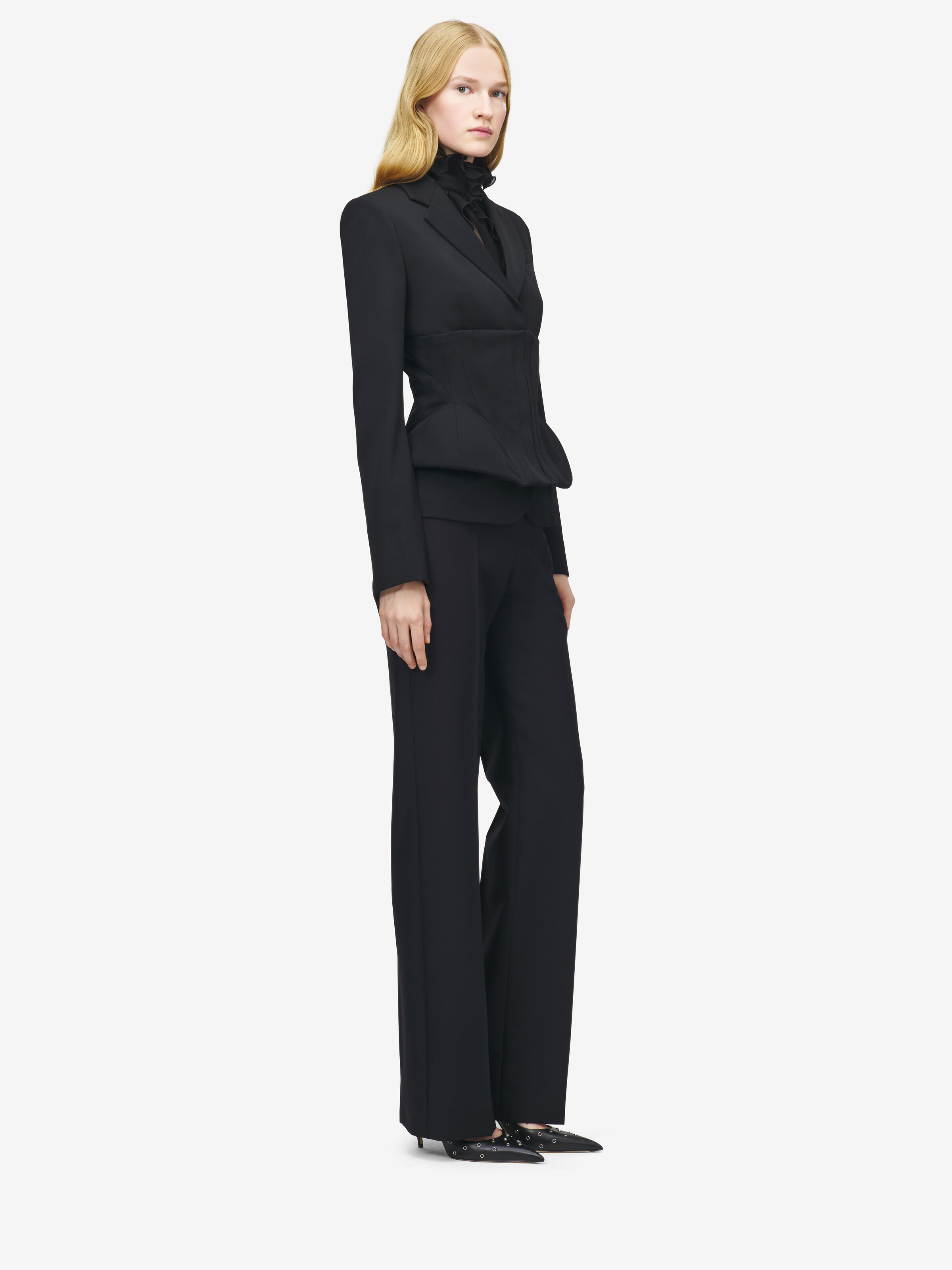 Women's Corset Jacket in Black in 100% Wool | Alexander McQueen - image 3