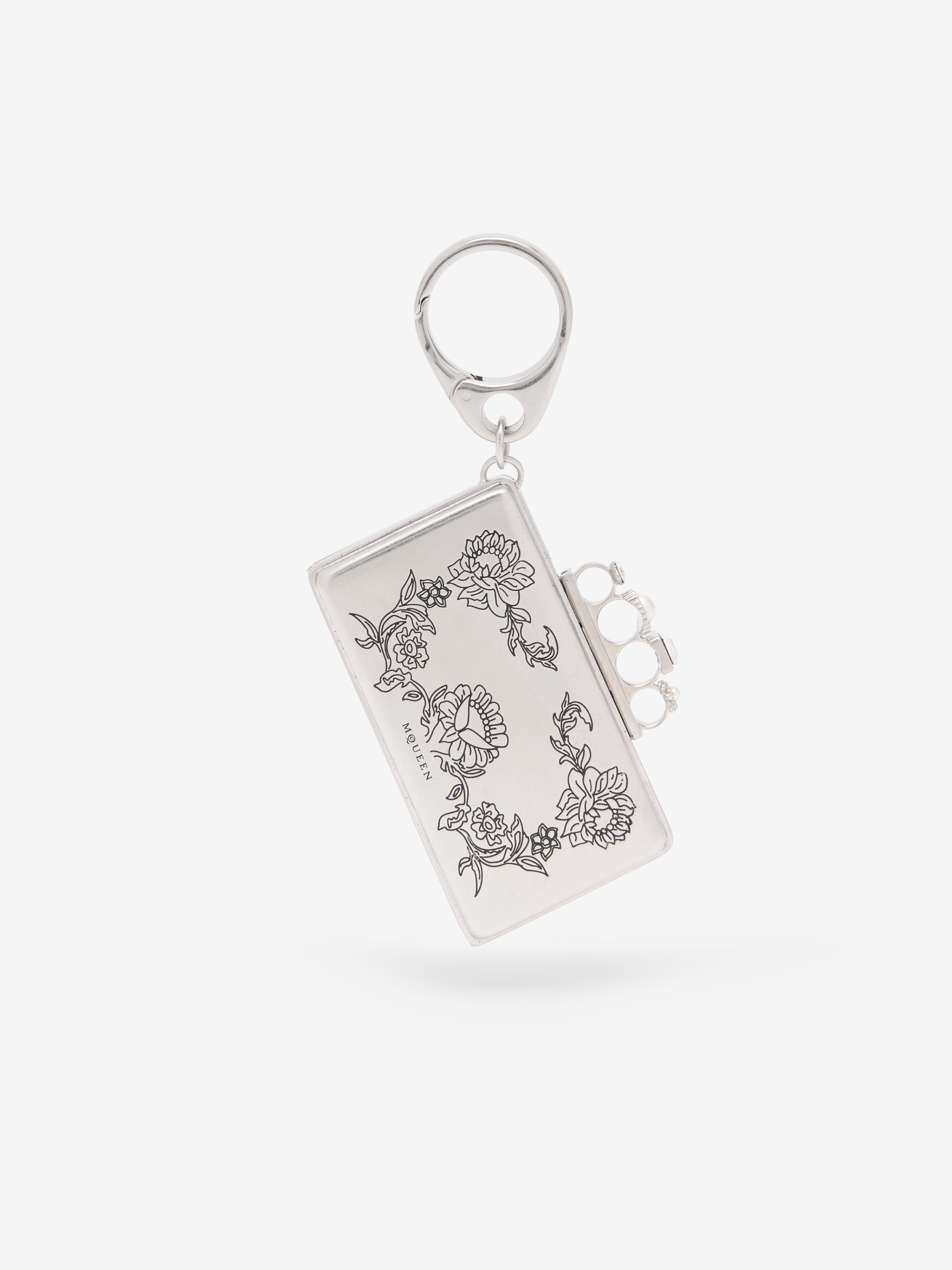 Women's Vanitas Clutch Charm in Antique Silver-finish in Brass | Alexander McQueen - image 1