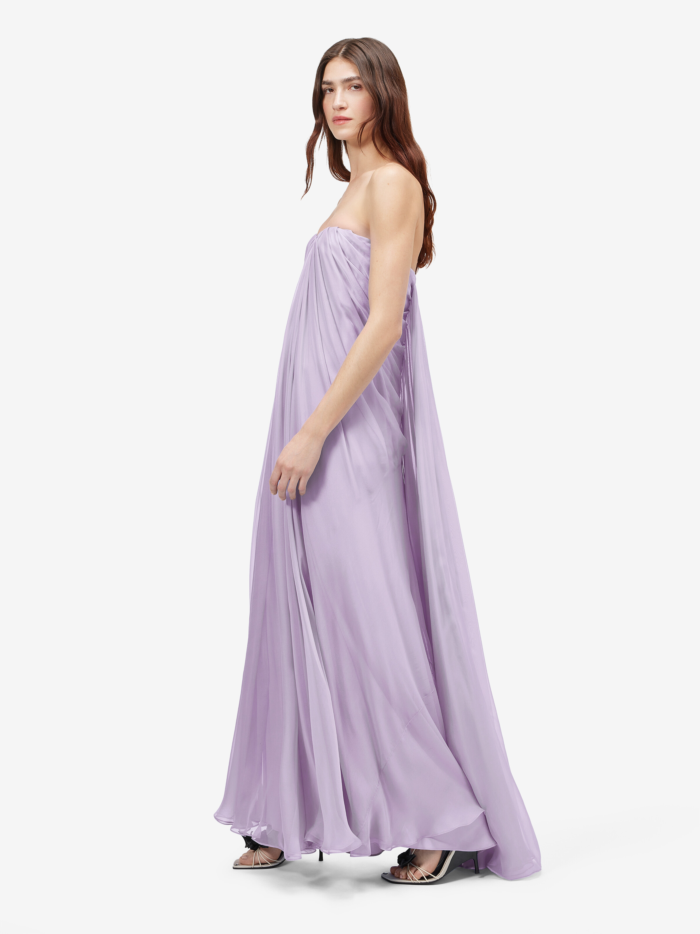Women's Bustier Evening Dress in Lilac in 100% silk -  details: 82% polyamide -  18% elastane -  lining: 74% acetate -  26% silk | Alexander McQueen - image 3
