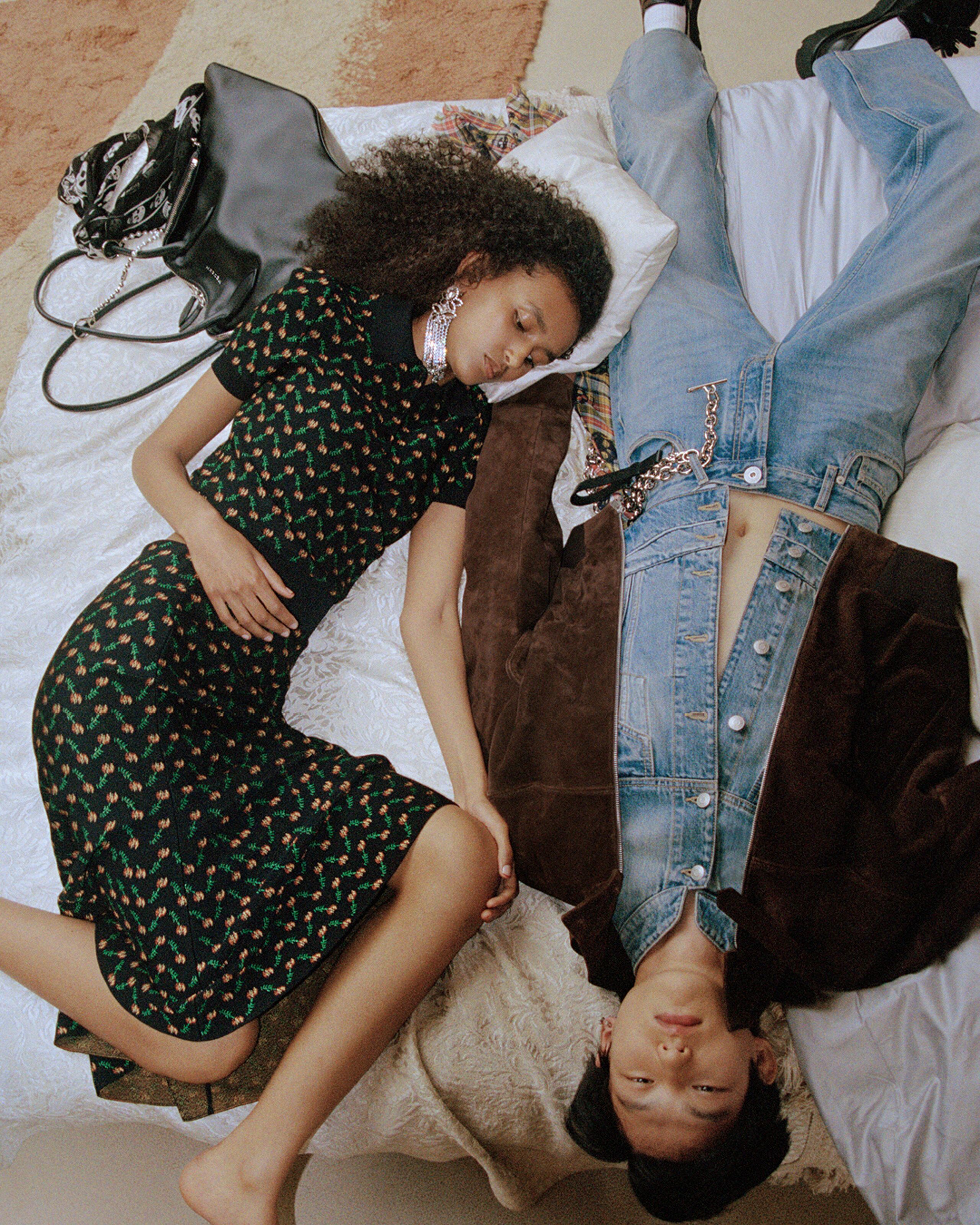 Man and Women in McQueen denim and summer dress