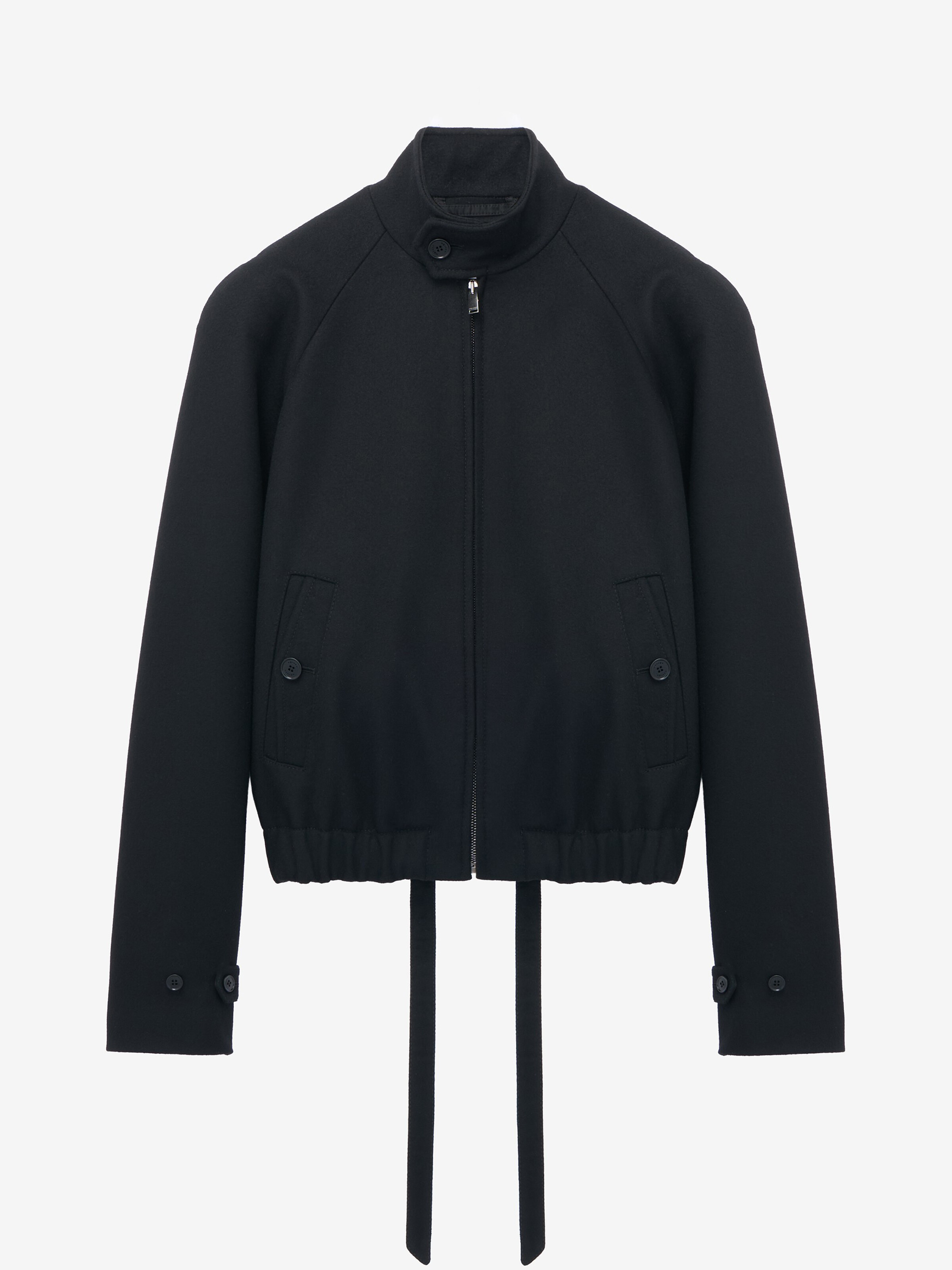 Blouson En Feutre De Laine À Brides pour Homme en Noir in Tissu: 100% Laine -  Doublure: 100% Cupro -  Doublure Poches: 100% Coton -  Étiquette: Cuir De Vachette | Alexander McQueen - image 1