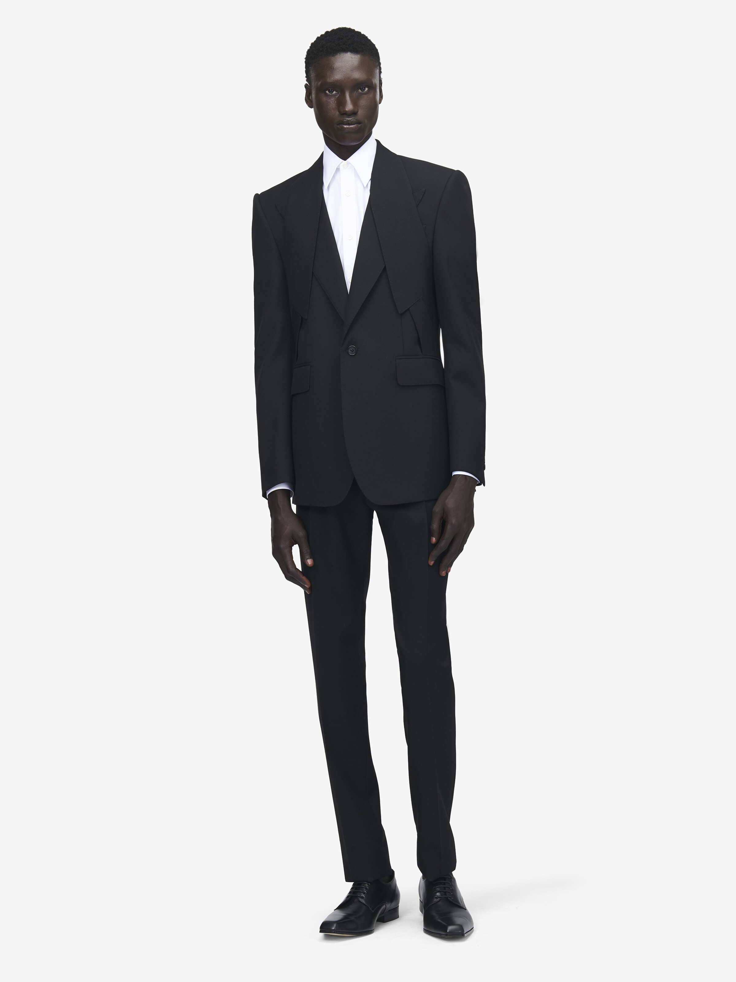 Men's Reverse Lapel Single-breasted Jacket in Black in 100% Wool | Alexander McQueen - image 2