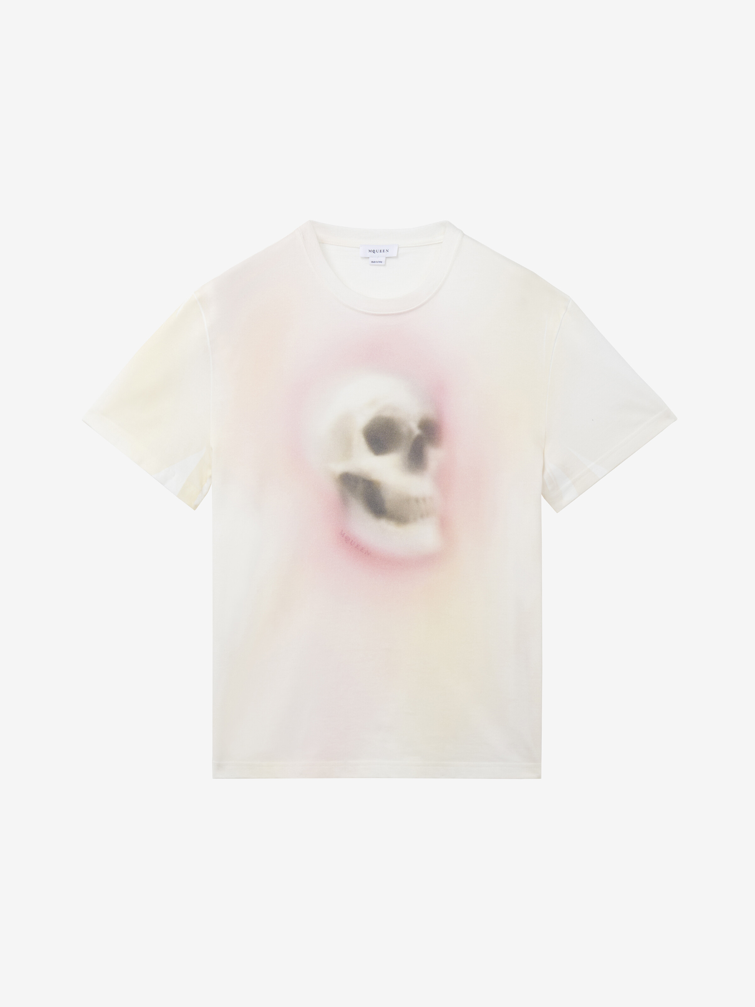 Men's Airbrushed Skull T-shirt in White/Multicolour in 100% Cotton | Alexander McQueen - image 1